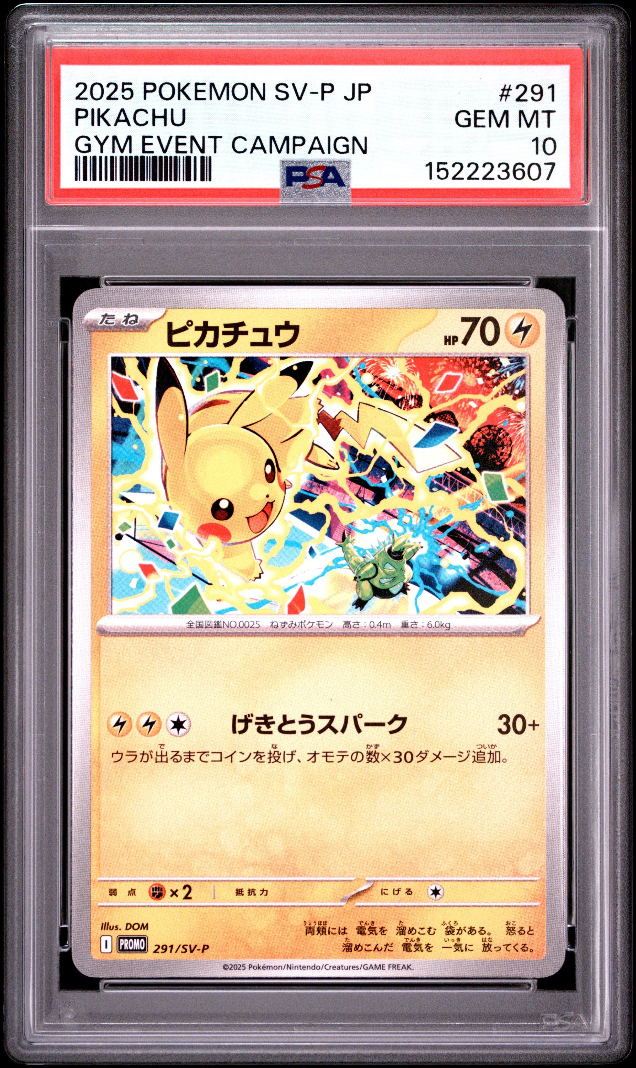 2025 Pokemon Japanese Sv-p Promo 291 Pikachu Gym Event Campaign