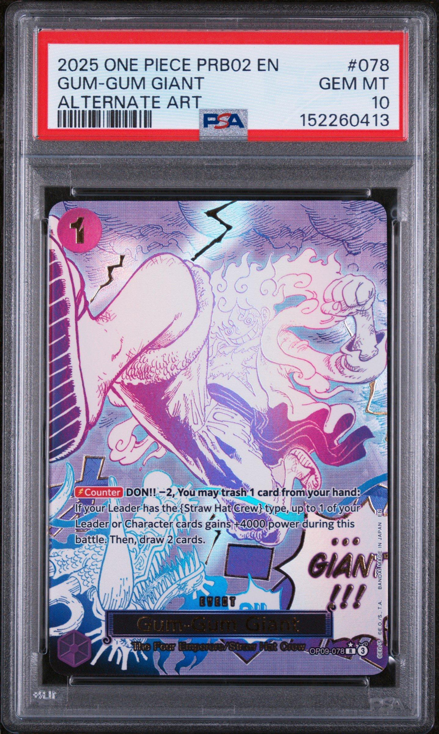【PSA10】 GUM-GUM GIANT ALTERNATE ART 2025 One Piece Prb02-premium Booster -one Piece Card The Best- Vol