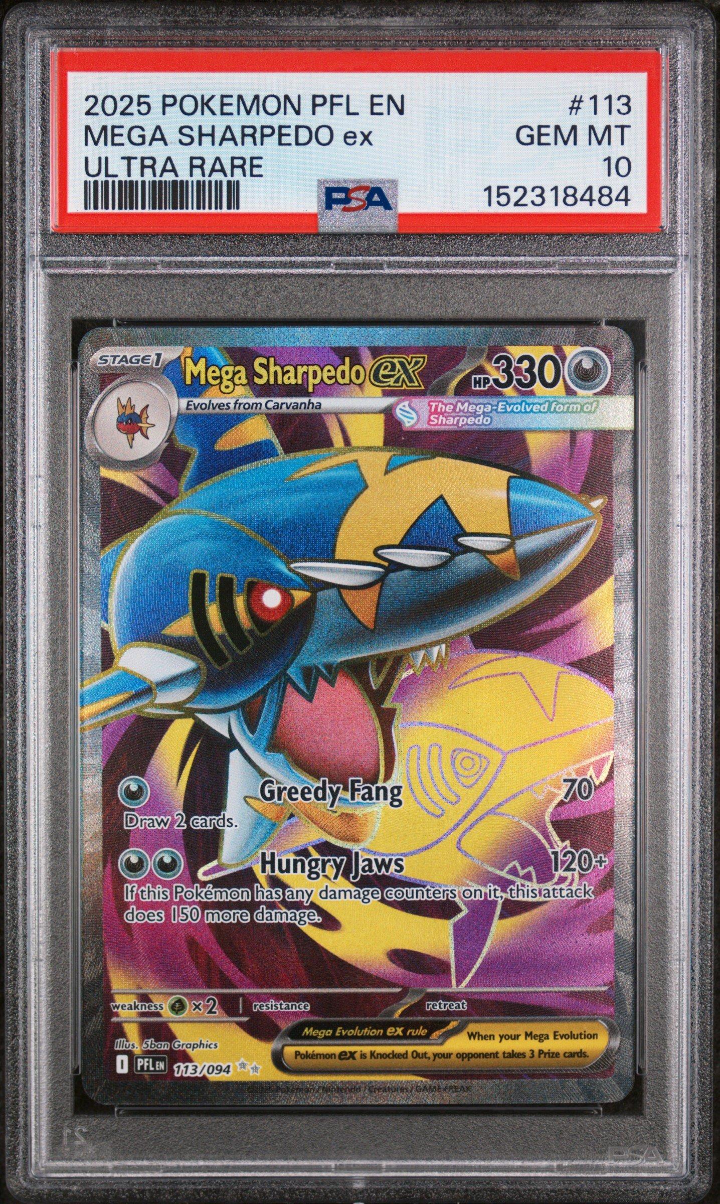 2025 Pokemon Pfl En-phantasmal Flames 113 Mega Sharpedo Ex Ultra