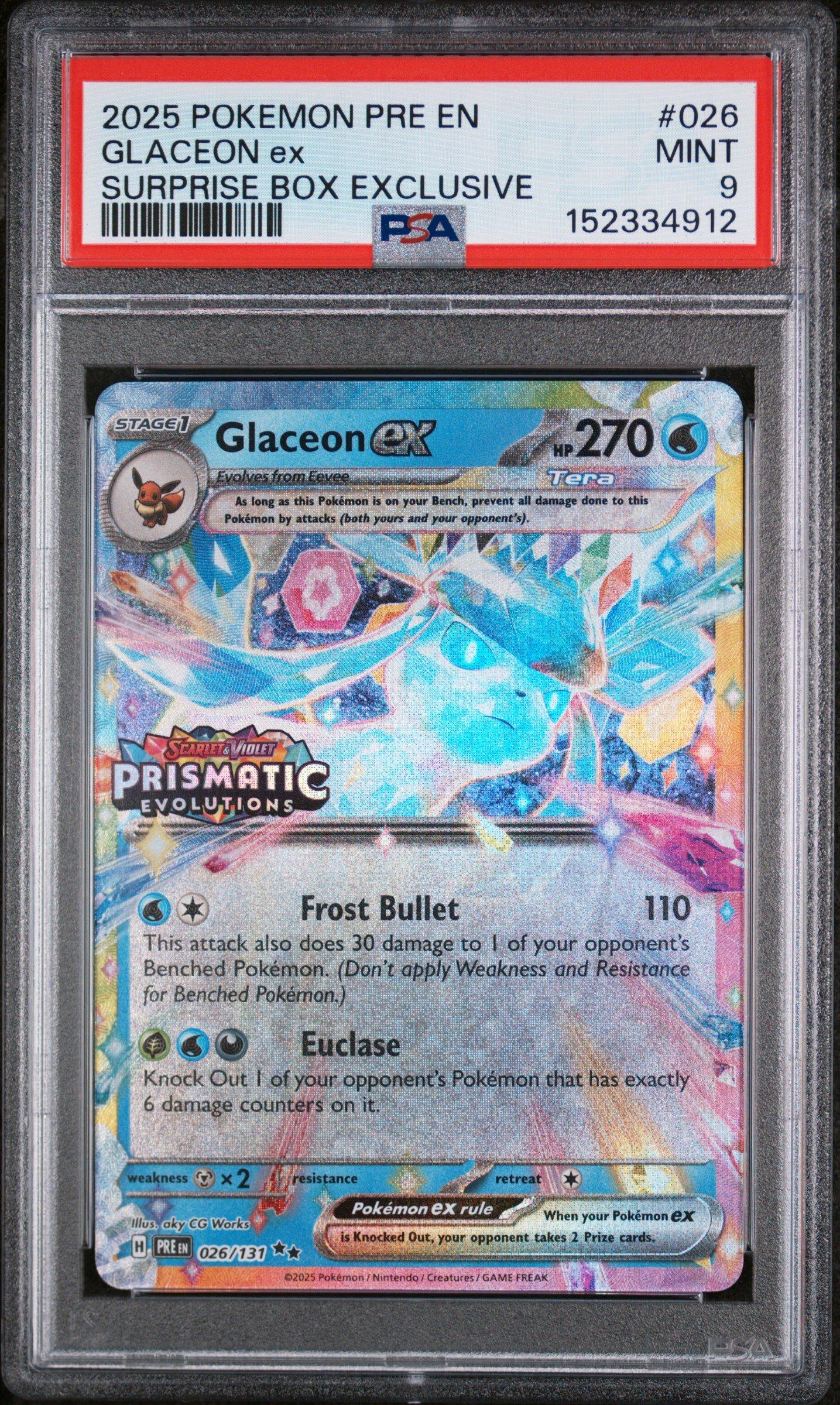 2025 Pokemon Pre En-prismatic Evolutions 026 Glaceon Ex Surprise
