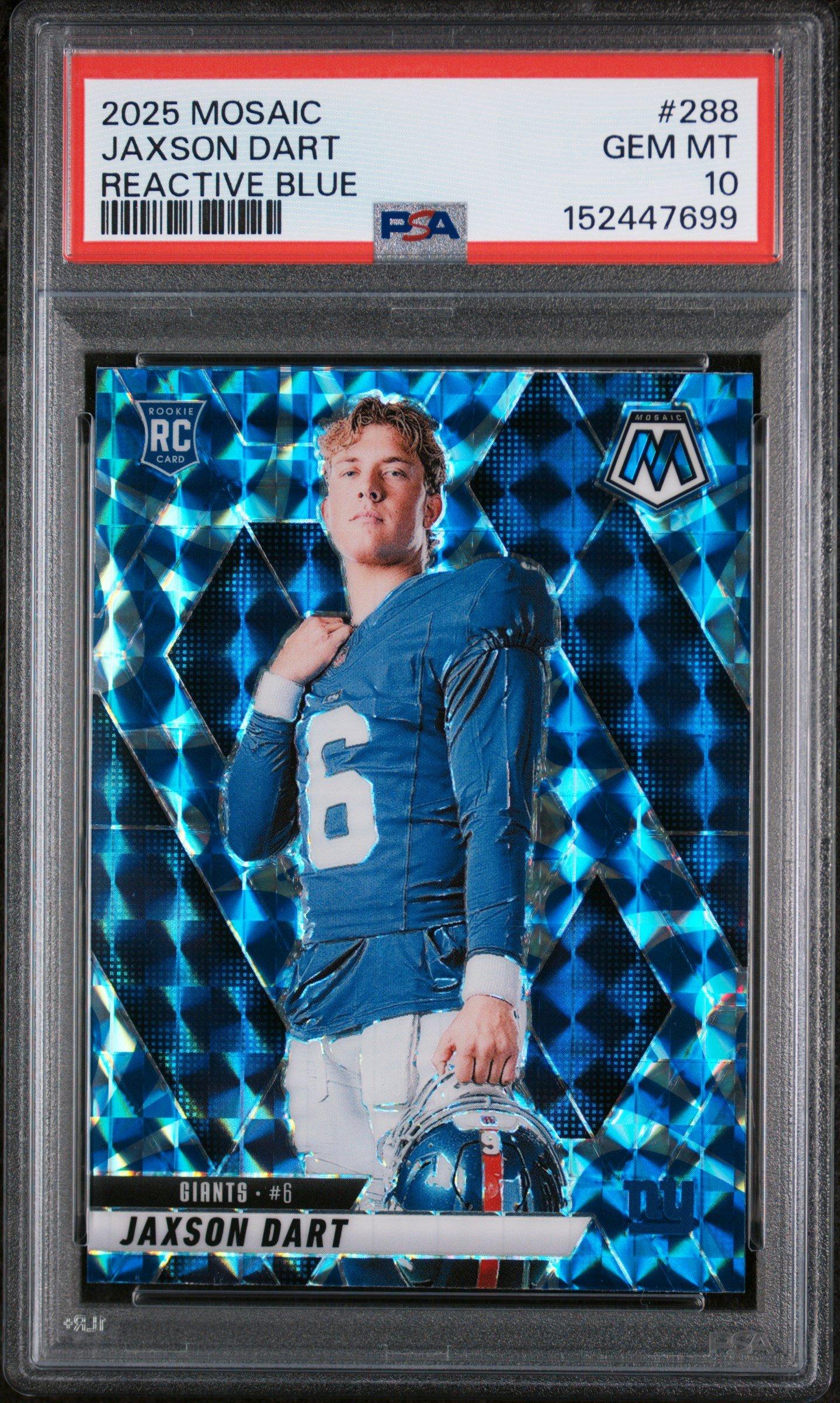 2025 Panini Mosaic 288 Jaxson Dart Reactive Blue PSA 10 Graded