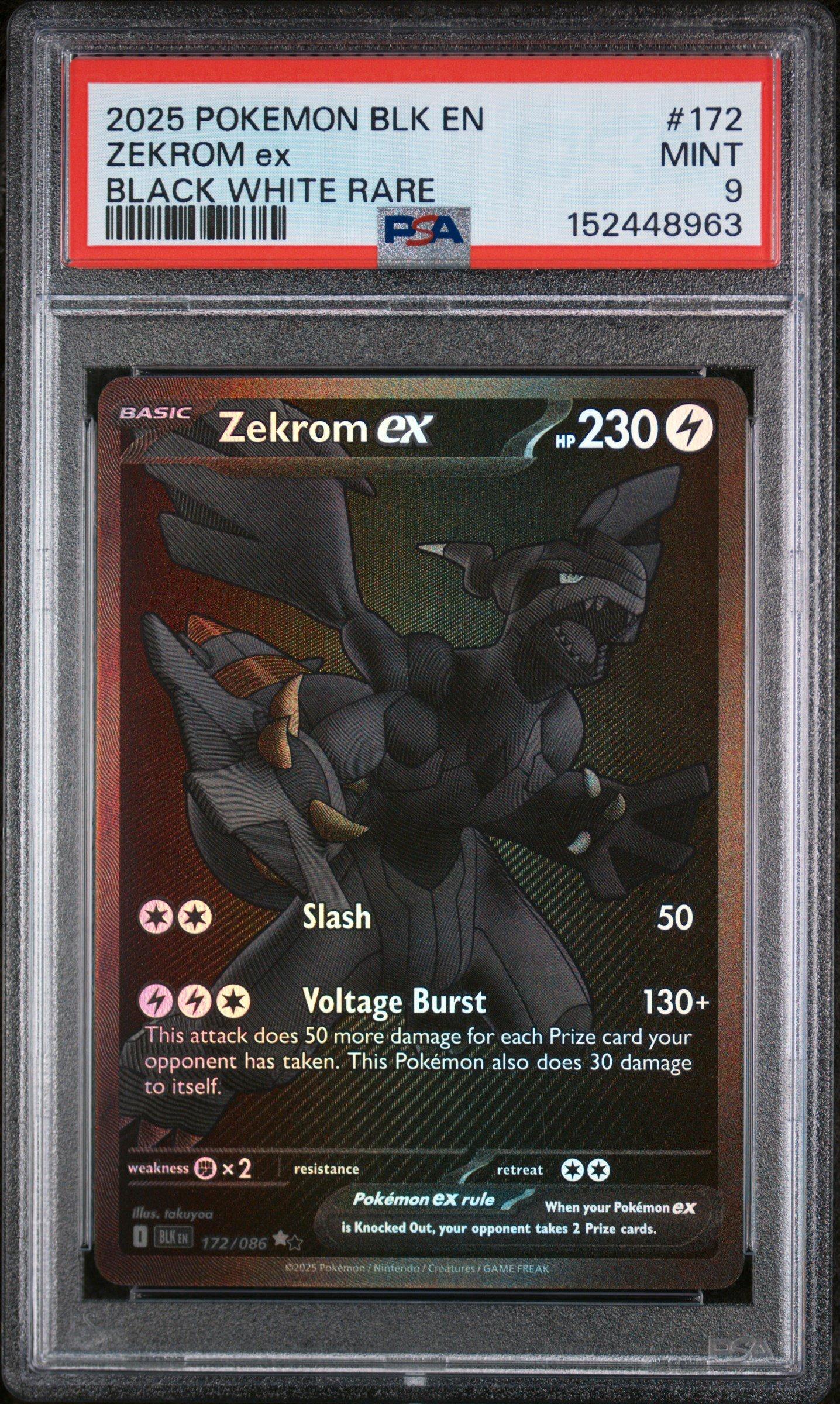 2025 Pokemon Blk En-black Bolt 172 Zekrom Ex Black White Rare PSA