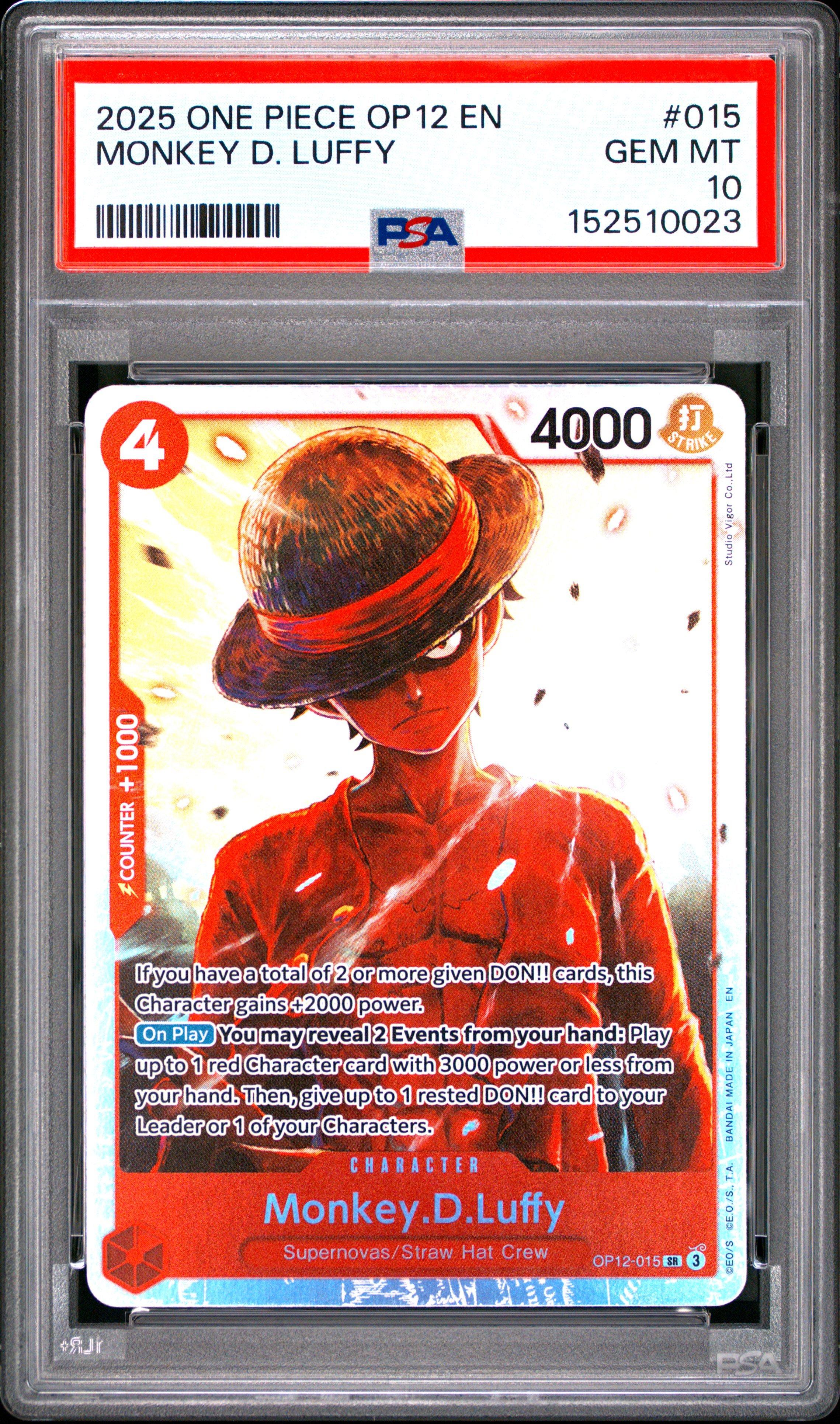2025 One Piece Op12-legacy Of The Master 015 Monkey D. Luffy PSA