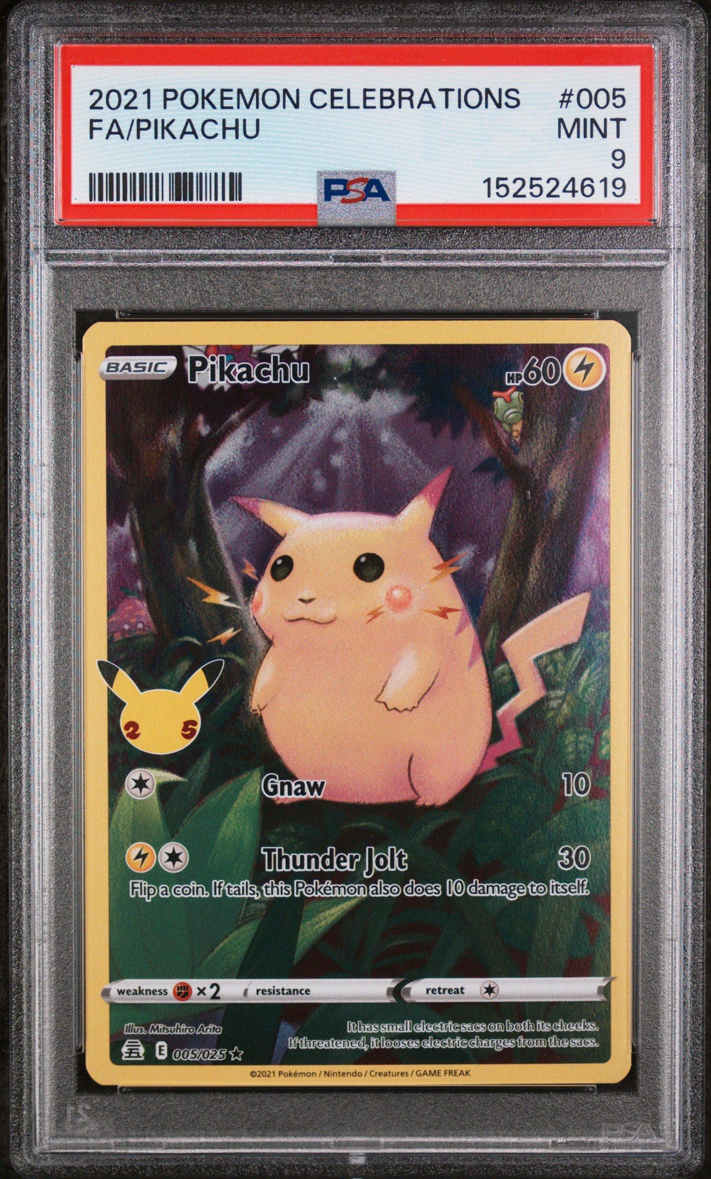 2021 Pokemon Celebrations 005 Full Art/pikachu PSA 9 Graded Card