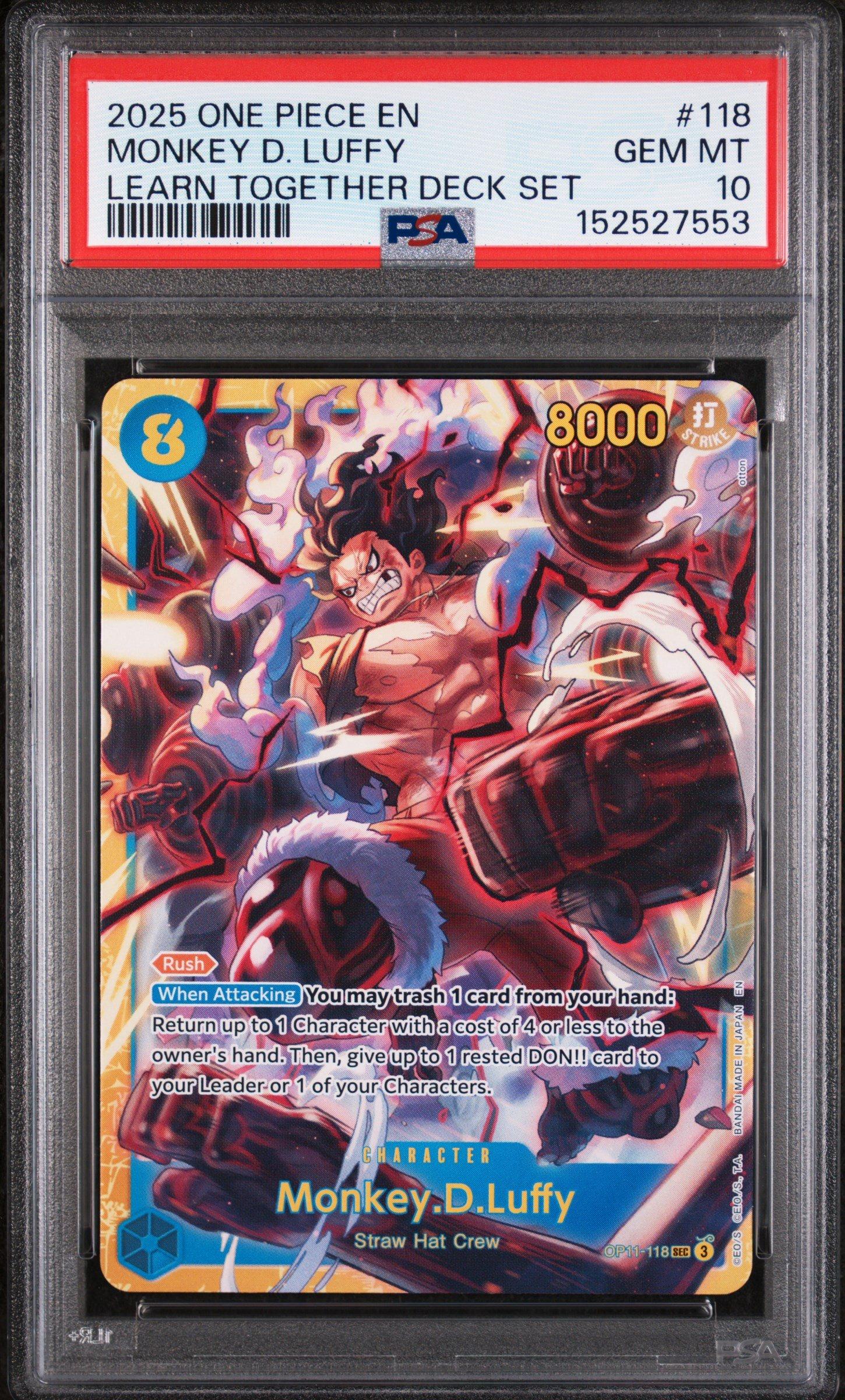PSAグレード10 トレーディングカードセット 2025 One Piece Learn Together Deck Set 118 Monkey D. Luffy PSA 10