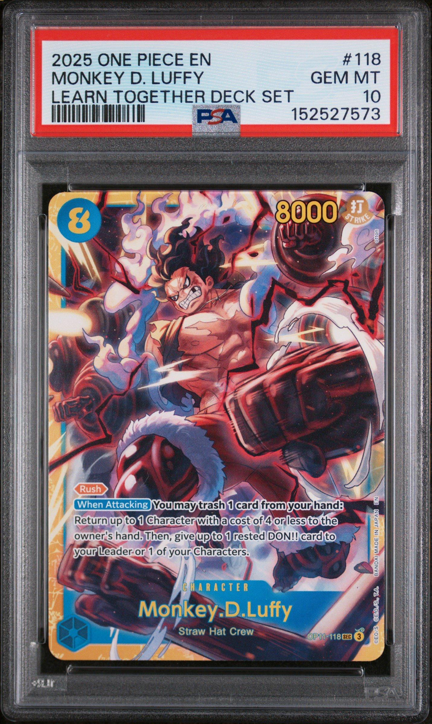 2025 One Piece Learn Together Deck Set 118 Monkey D. Luffy PSA 10