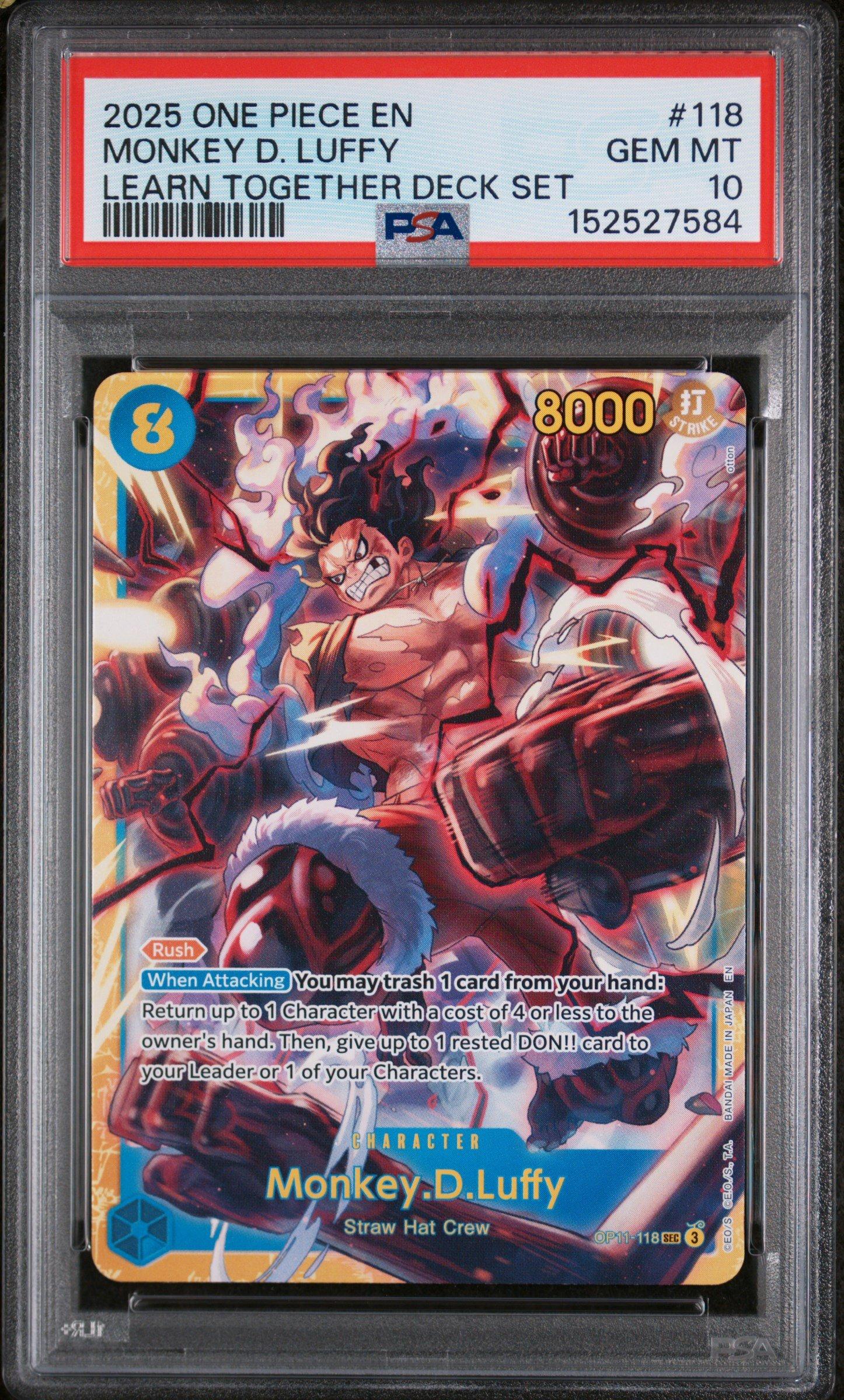 2025 One Piece Learn Together Deck Set 118 Monkey D. Luffy PSA 10