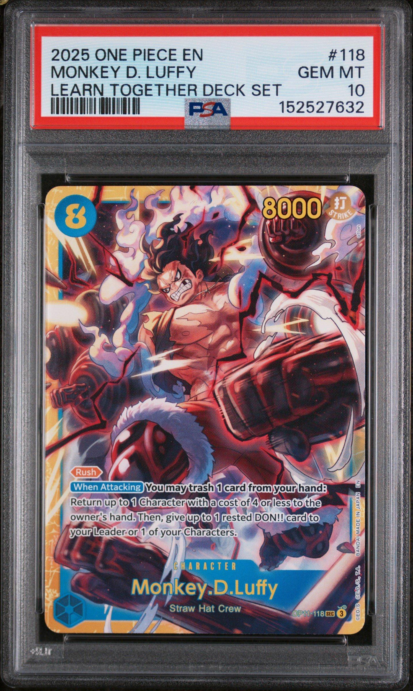 2025 One Piece Learn Together Deck Set 118 Monkey D. Luffy PSA 10