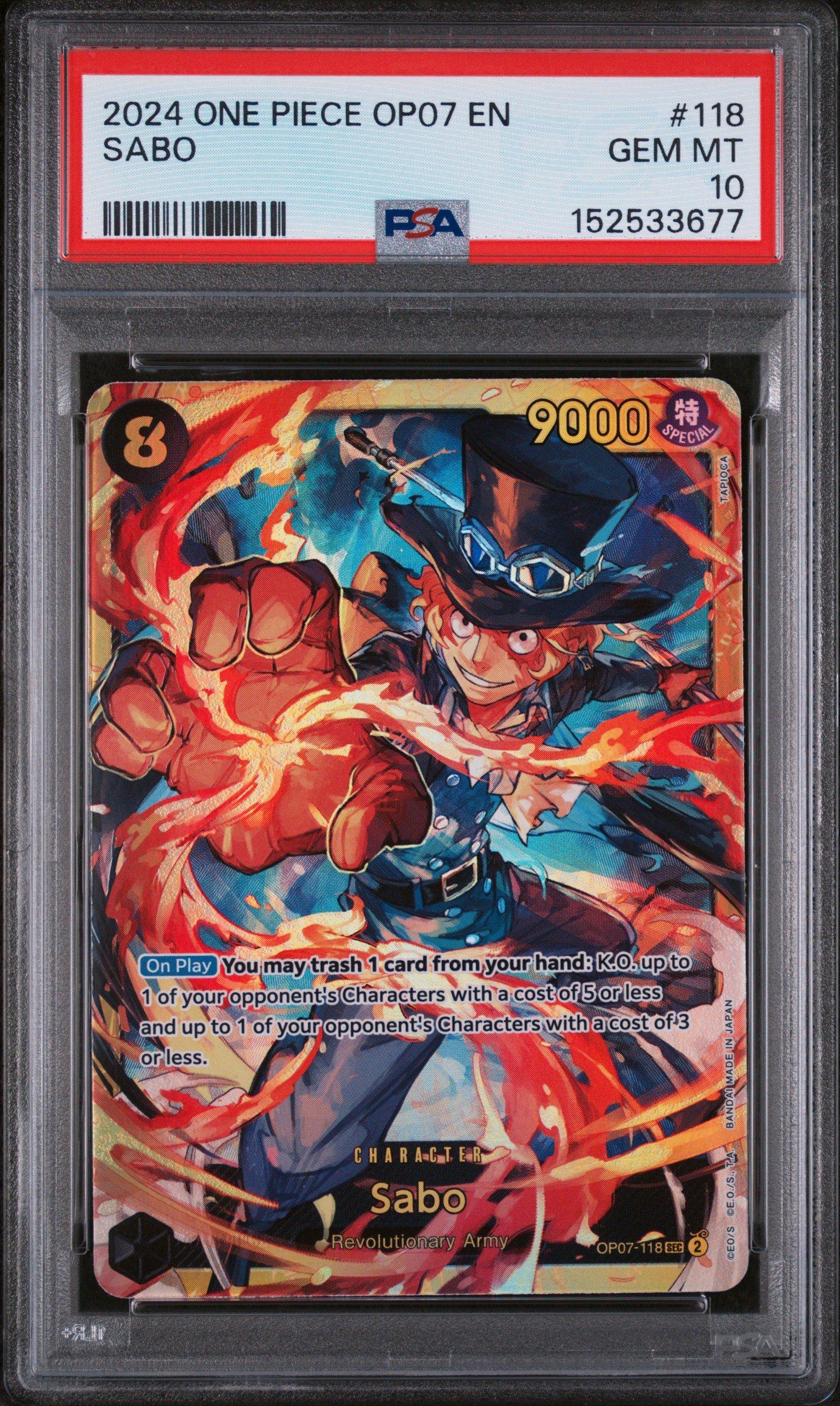 2024 One Piece Op07-500 Years In The Future 118 Sabo PSA 10 Graded