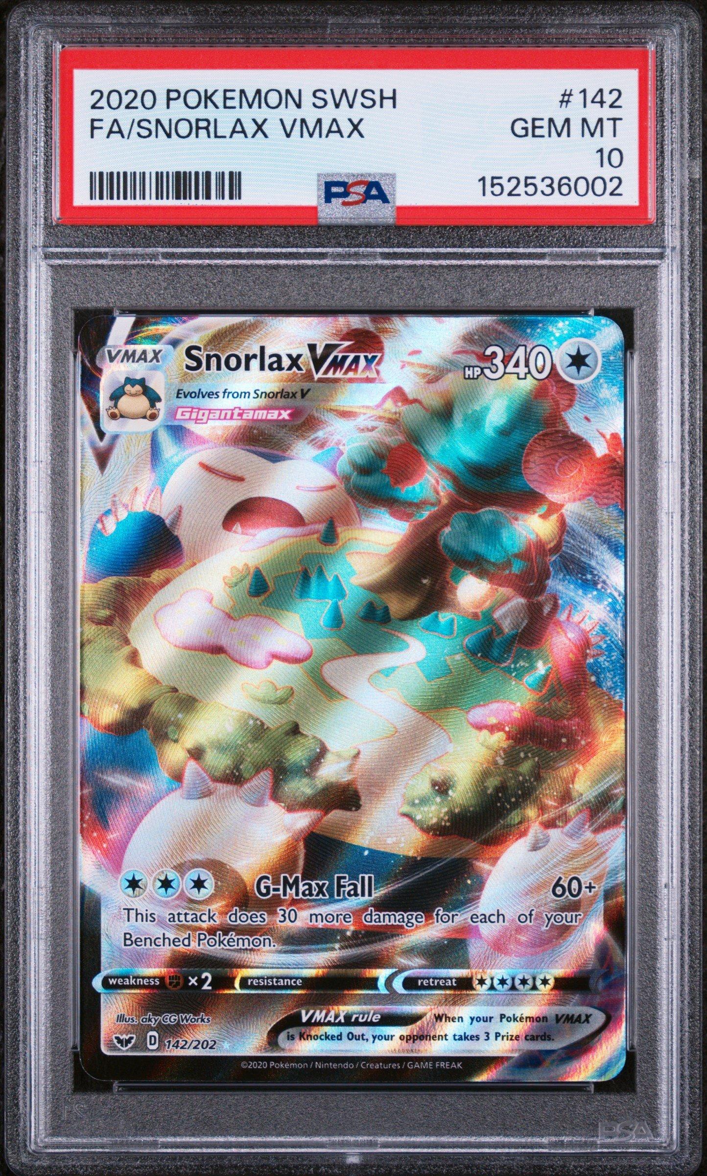 2020 Pokemon Sword & Shield 142 Full Art/snorlax Vmax PSA 10