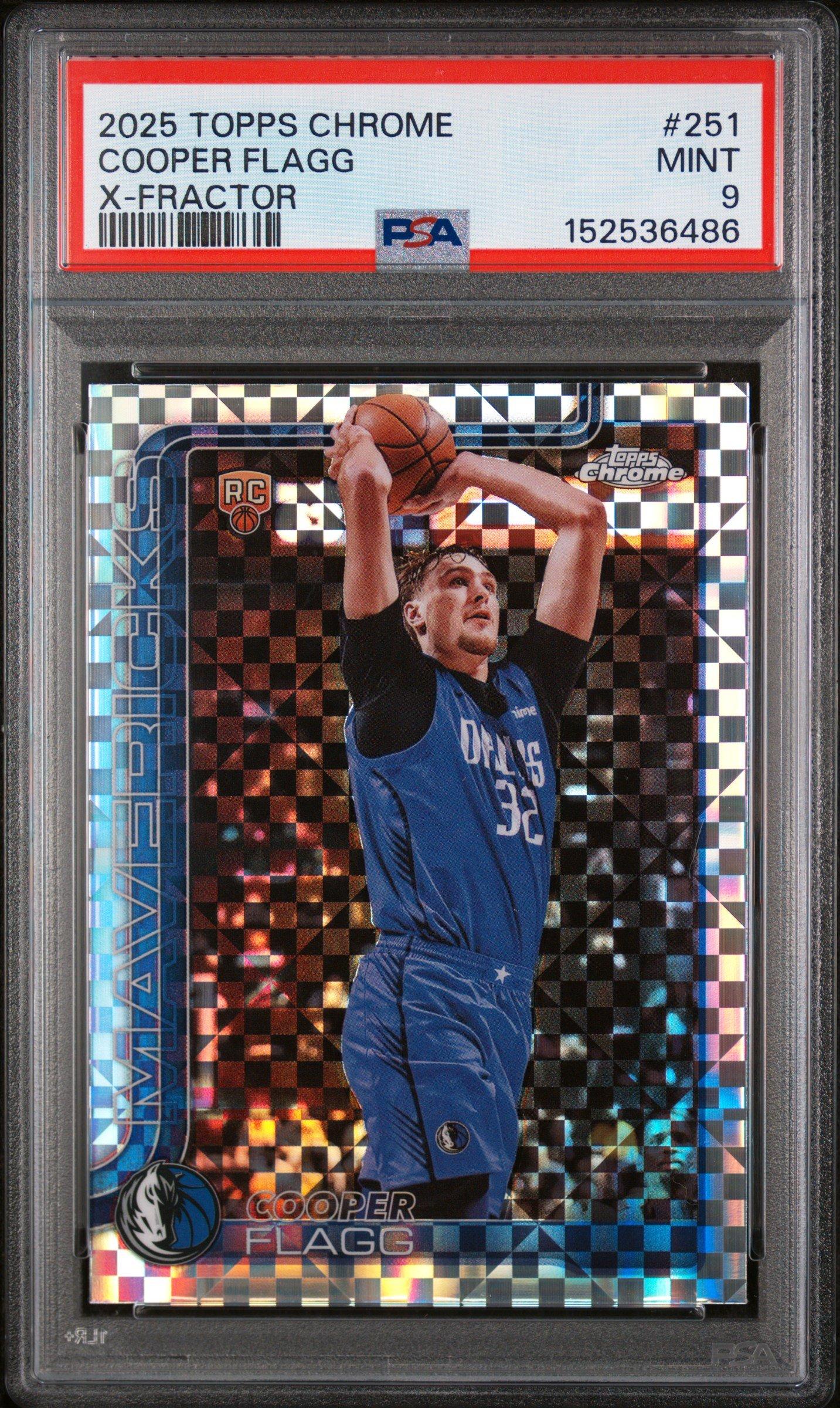 2025 Topps Chrome 251 Cooper Flagg X-fractor PSA 9 Graded Card