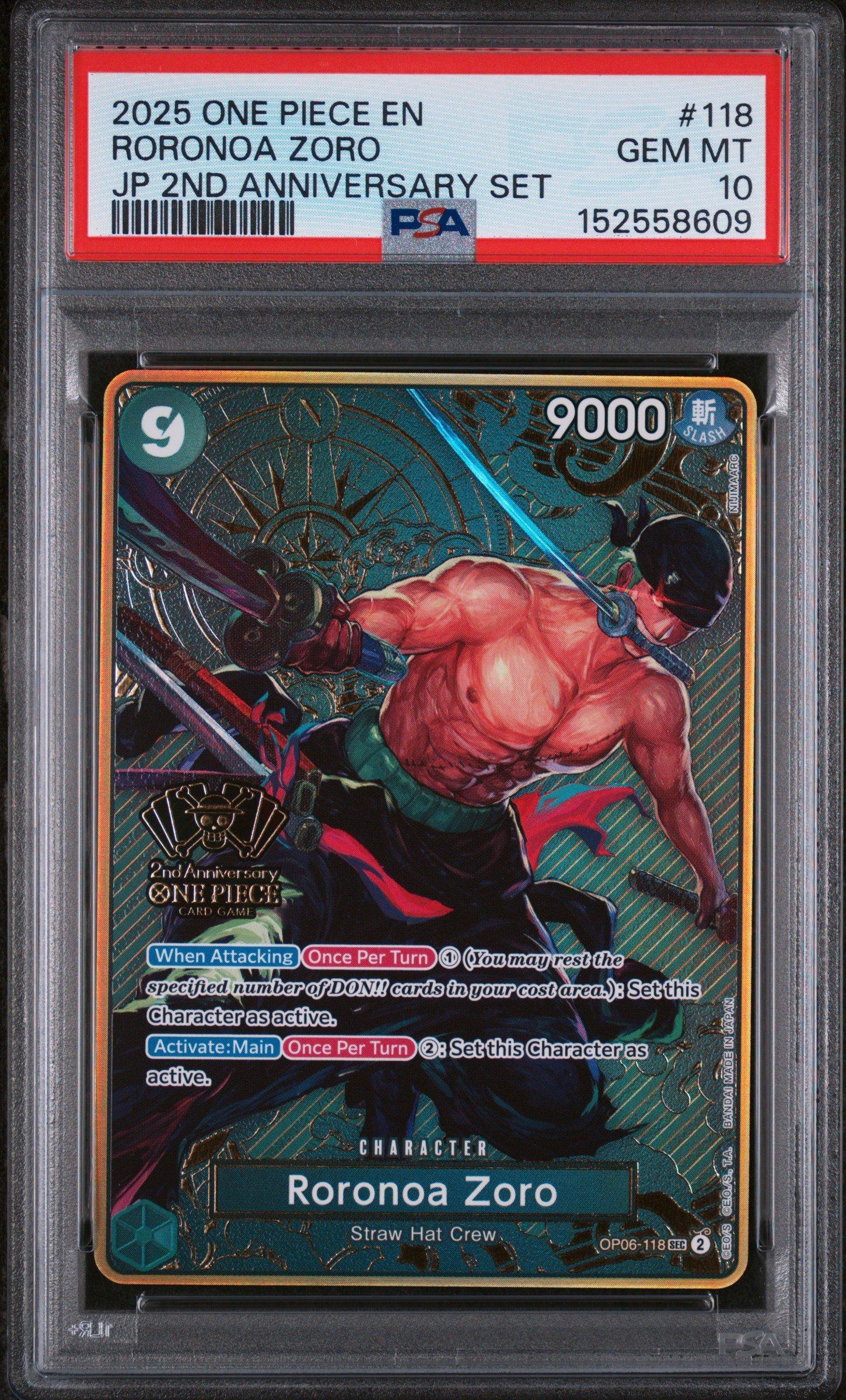 ロロノア・ゾロ 118　PSA10　2nd ANNIVERSARY SET 2025 One Piece Japanese 2nd Anniversary Set 118 Roronoa Zoro PSA