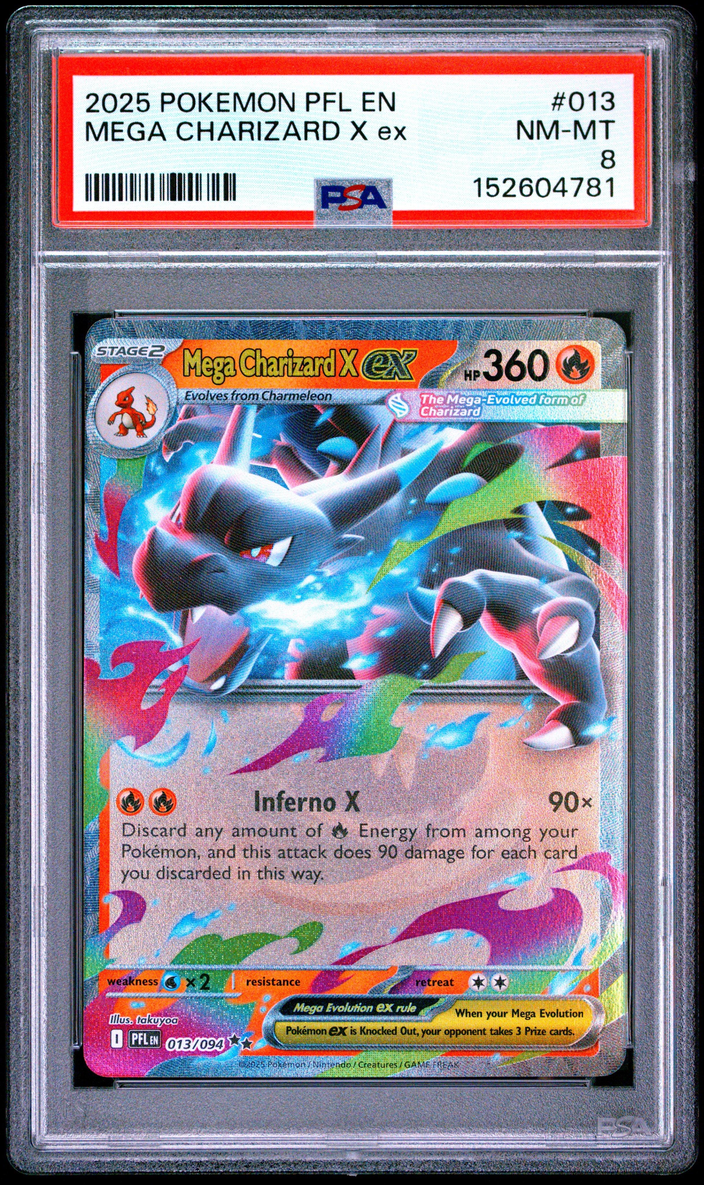 2025 Pokemon Pfl En-phantasmal Flames 013 Mega Charizard X Ex PSA