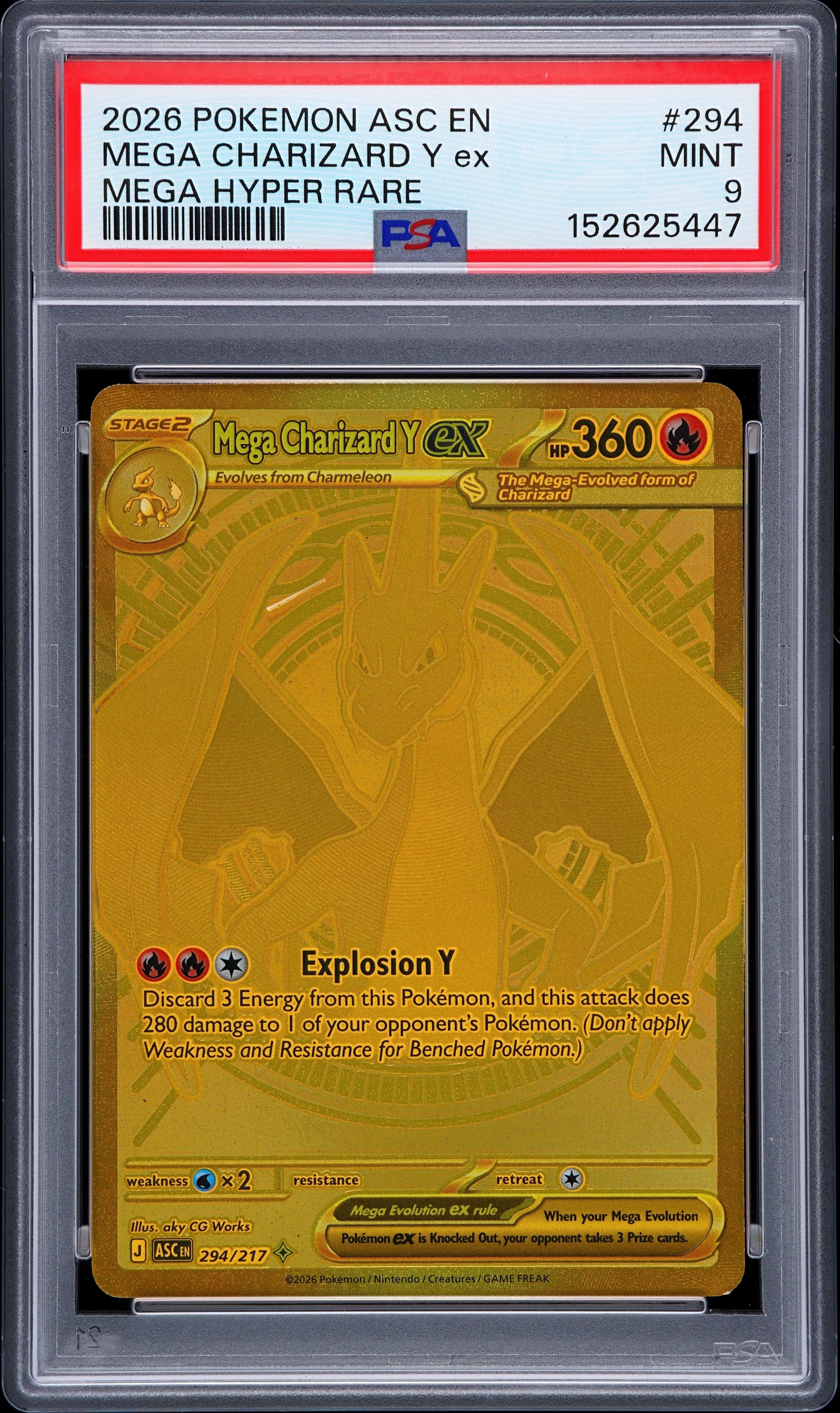 2026 Pokemon Asc En-ascended Heroes 294 Mega Charizard Y Ex Mega Hyper Rare PSA 9