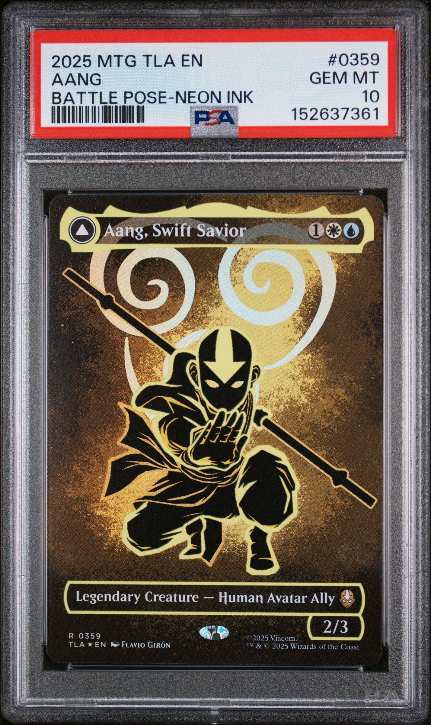 2025 Magic The Gathering Avatar: The Last Airbender 0359 Aang, Swift Savior/ aang And La, Ocean's Fury Battle Pose Borderless-neon Ink PSA 10 Graded Card  | GameStop