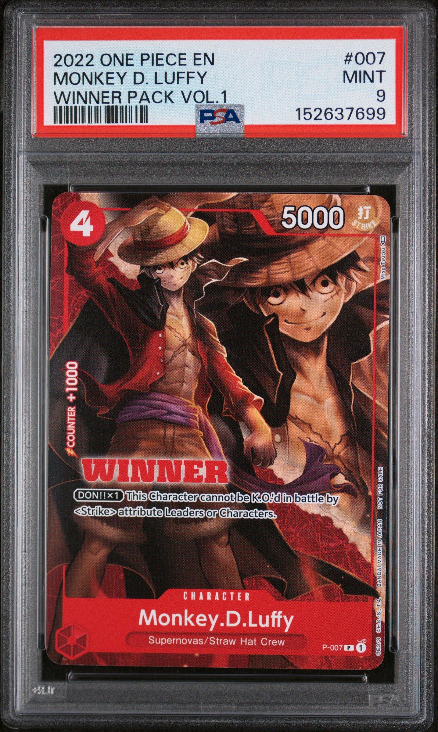 2022 One Piece Promos 007 Monkey D. Luffy Winner Pack Vol.1 PSA 9