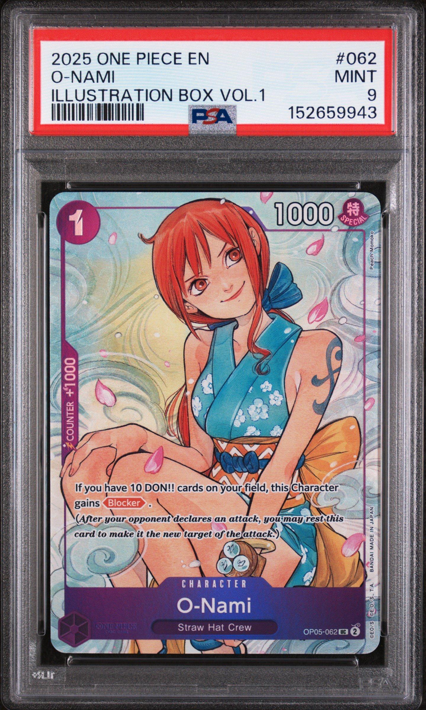 ワンピース ビジュアルアドベンチャー 62 ナミ PSA9 2025 One Piece Promos 062 O-nami Illustration Box Vol.1 PSA 9