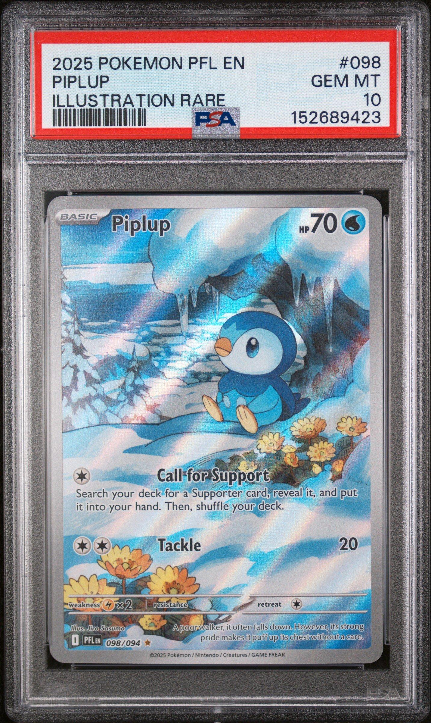 2025 Pokemon Pfl En-phantasmal Flames 098 Piplup Illustration Rare
