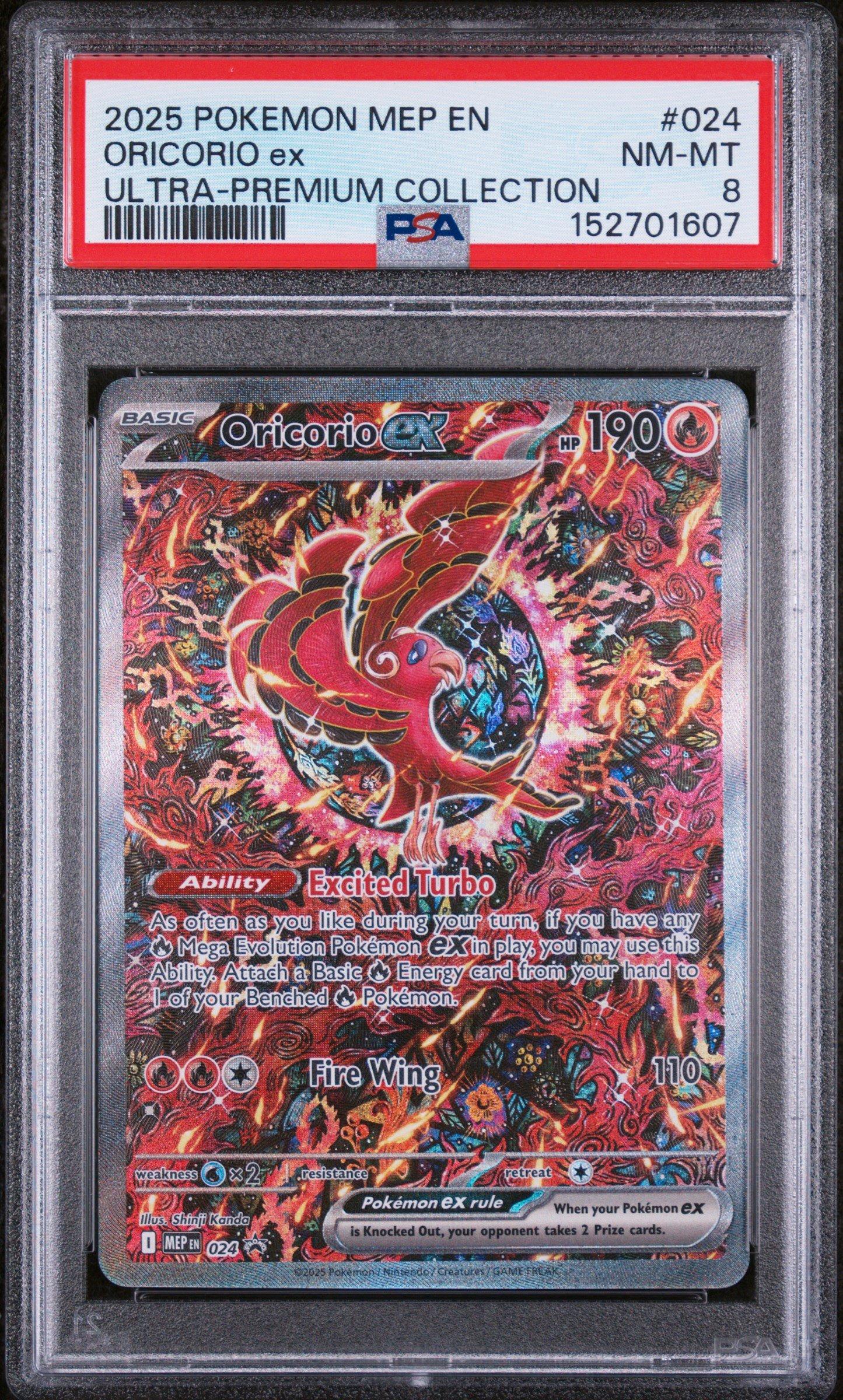 2025 Pokemon Mep En-me Black Star Promo 024 Oricorio Ex Mega Charizard X Ex  Ultra-premium Collection PSA 8 Graded Card | GameStop
