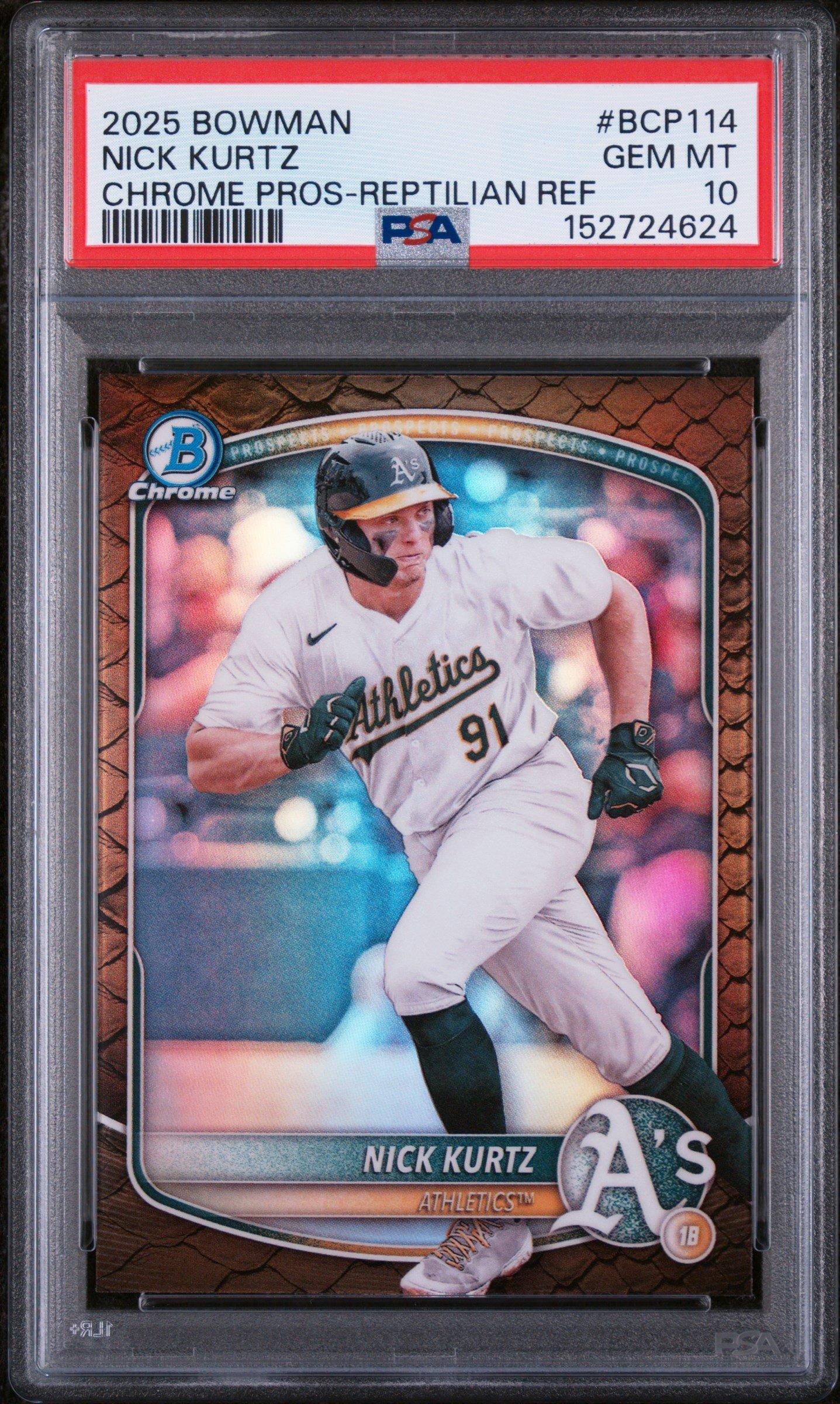 2025 Bowman Chrome Prospects Bcp114 Nick Kurtz Reptilian Refractor PSA 10