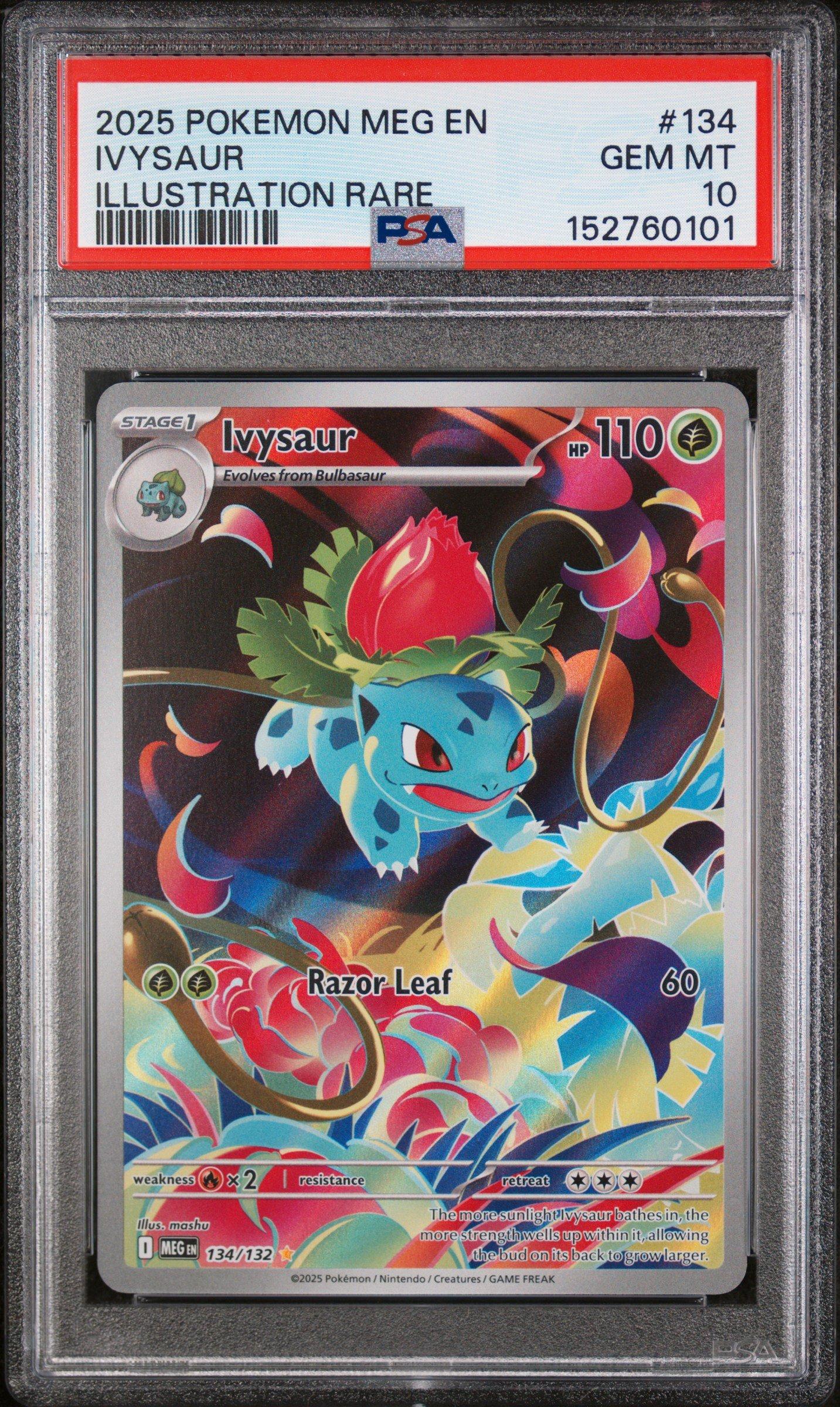PSA10 Raging 旧枠　30th Anniversary 2025 Pokemon Meg En-mega Evolution 134 Ivysaur Illustration Rare