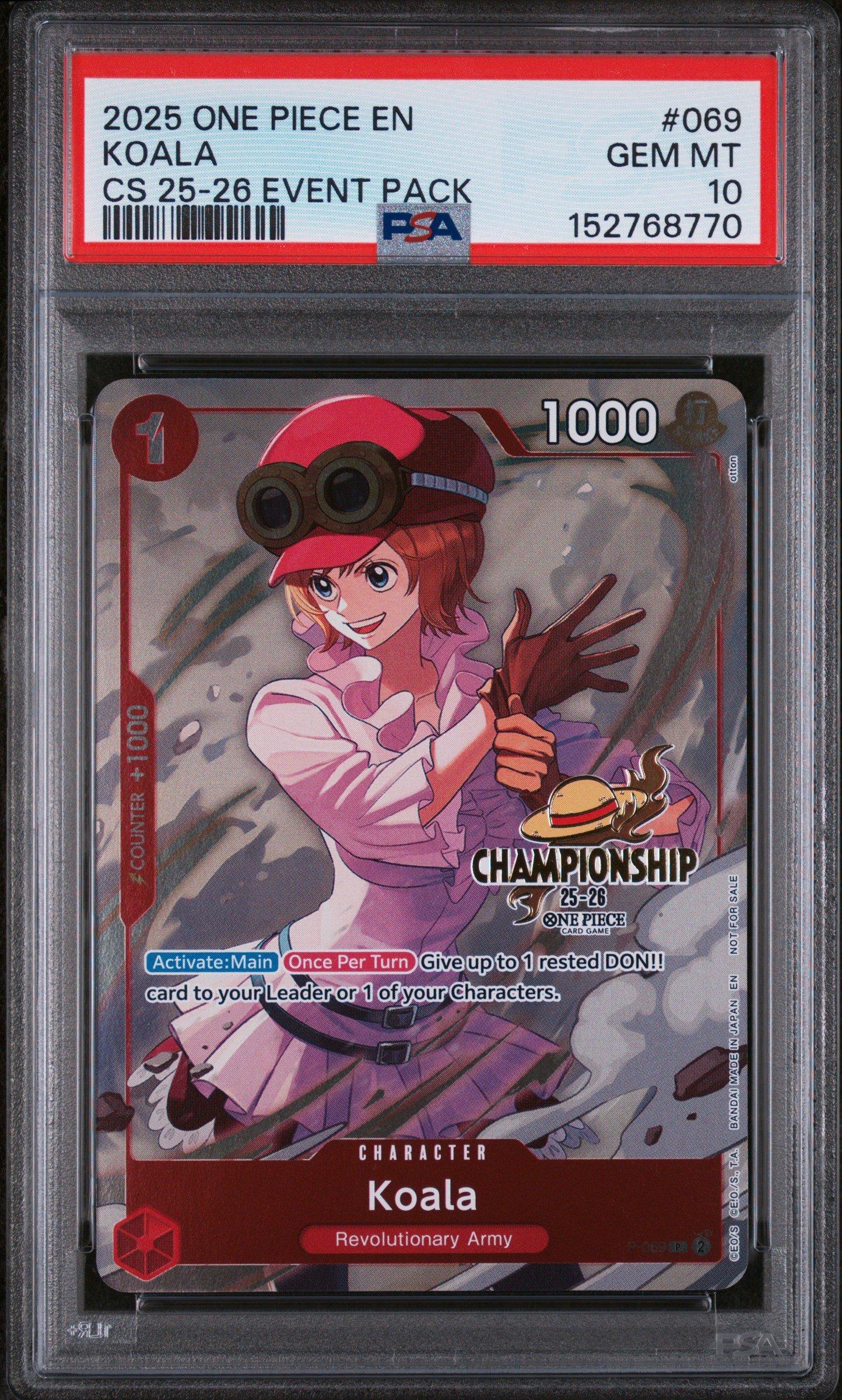 2025 One Piece Championship 2025-26 Event Pack 069 Koala PSA 10