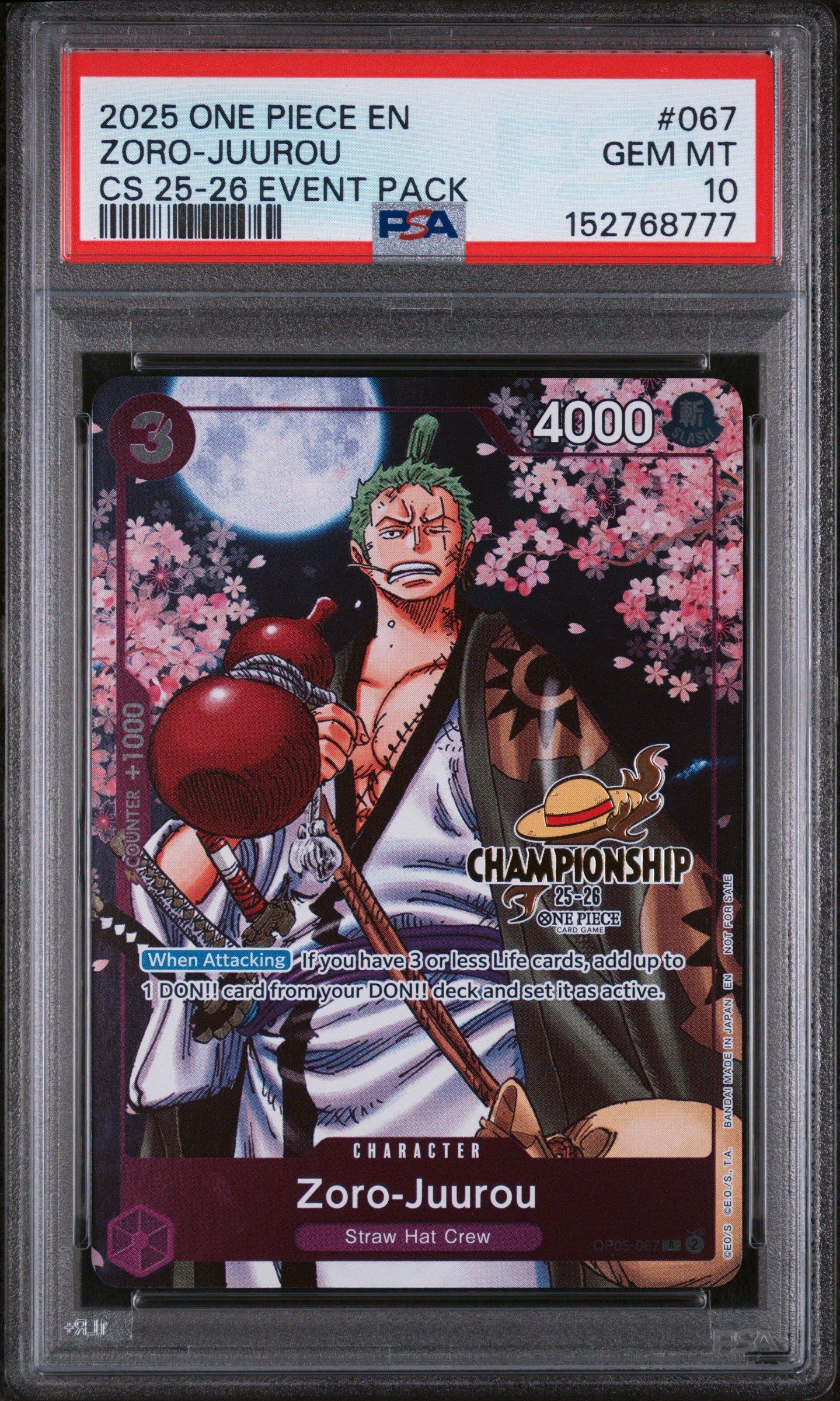2025 One Piece Championship 2025-26 Event Pack 067 Zoro-juurou PSA