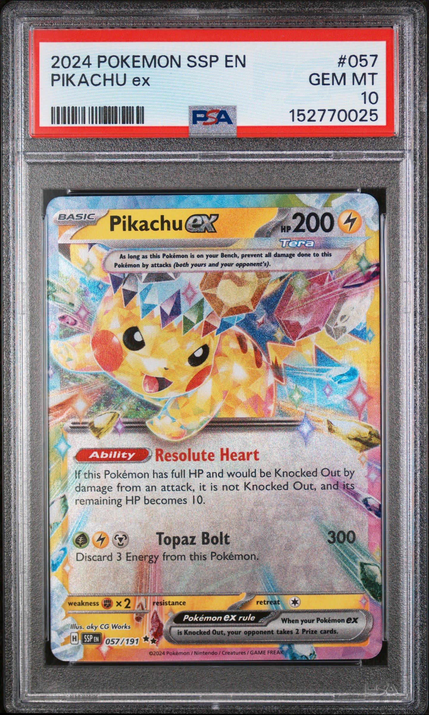 2024 Pokemon Ssp En-surging Sparks 057 Pikachu Ex PSA 10 Graded