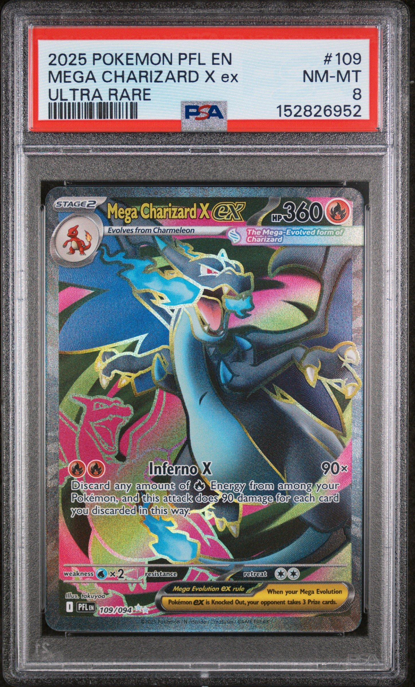 2025 Pokemon Pfl En-phantasmal Flames 109 Mega Charizard X Ex