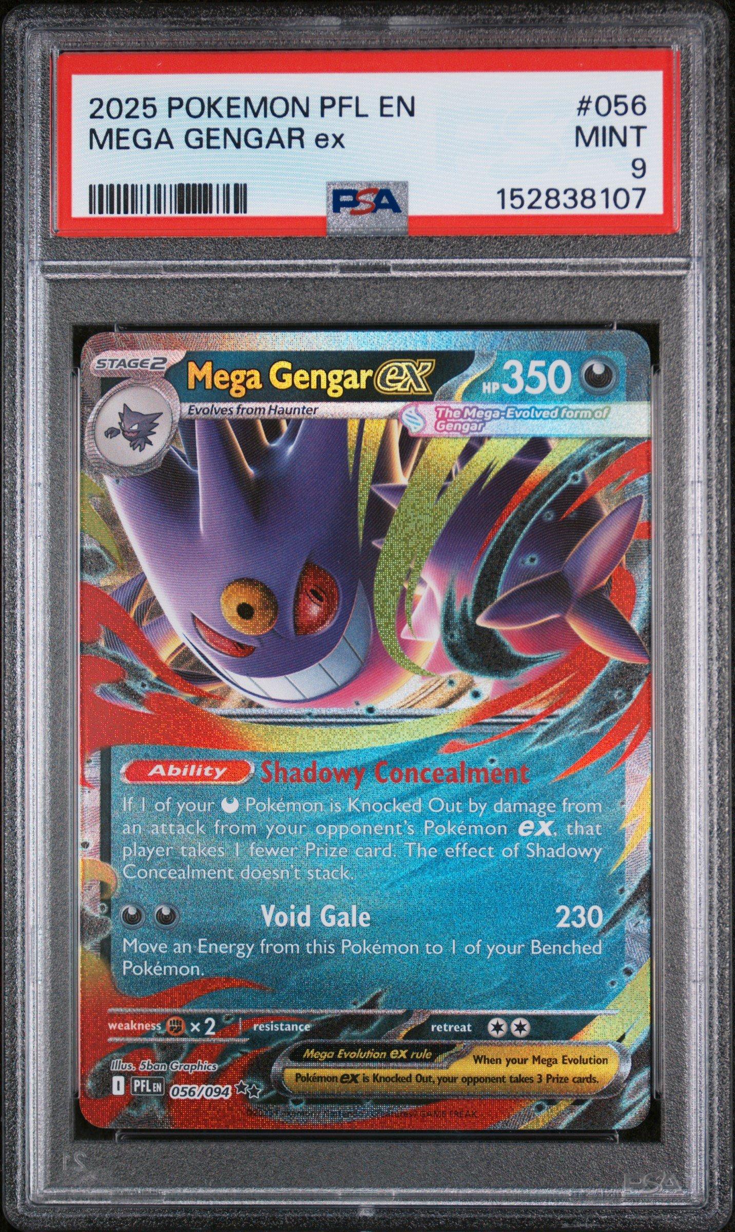 2025 Pokemon Pfl En-phantasmal Flames 056 Mega Gengar Ex PSA 9