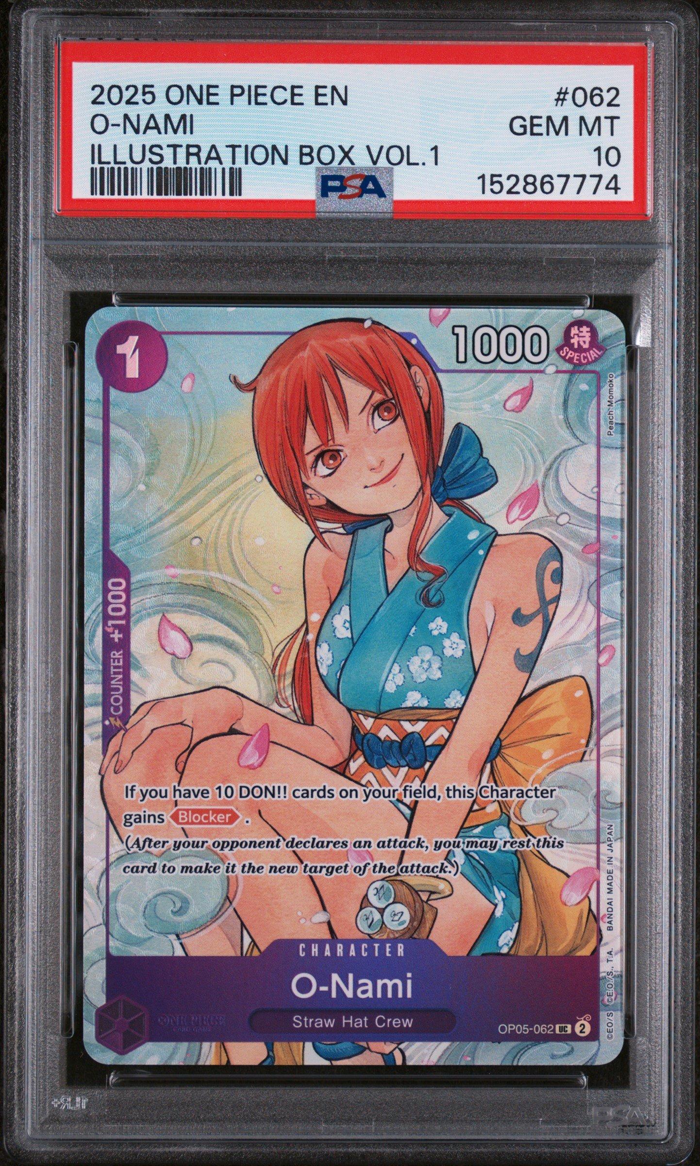 2025 One Piece Promos 062 O-nami Illustration Box Vol.1 PSA 10
