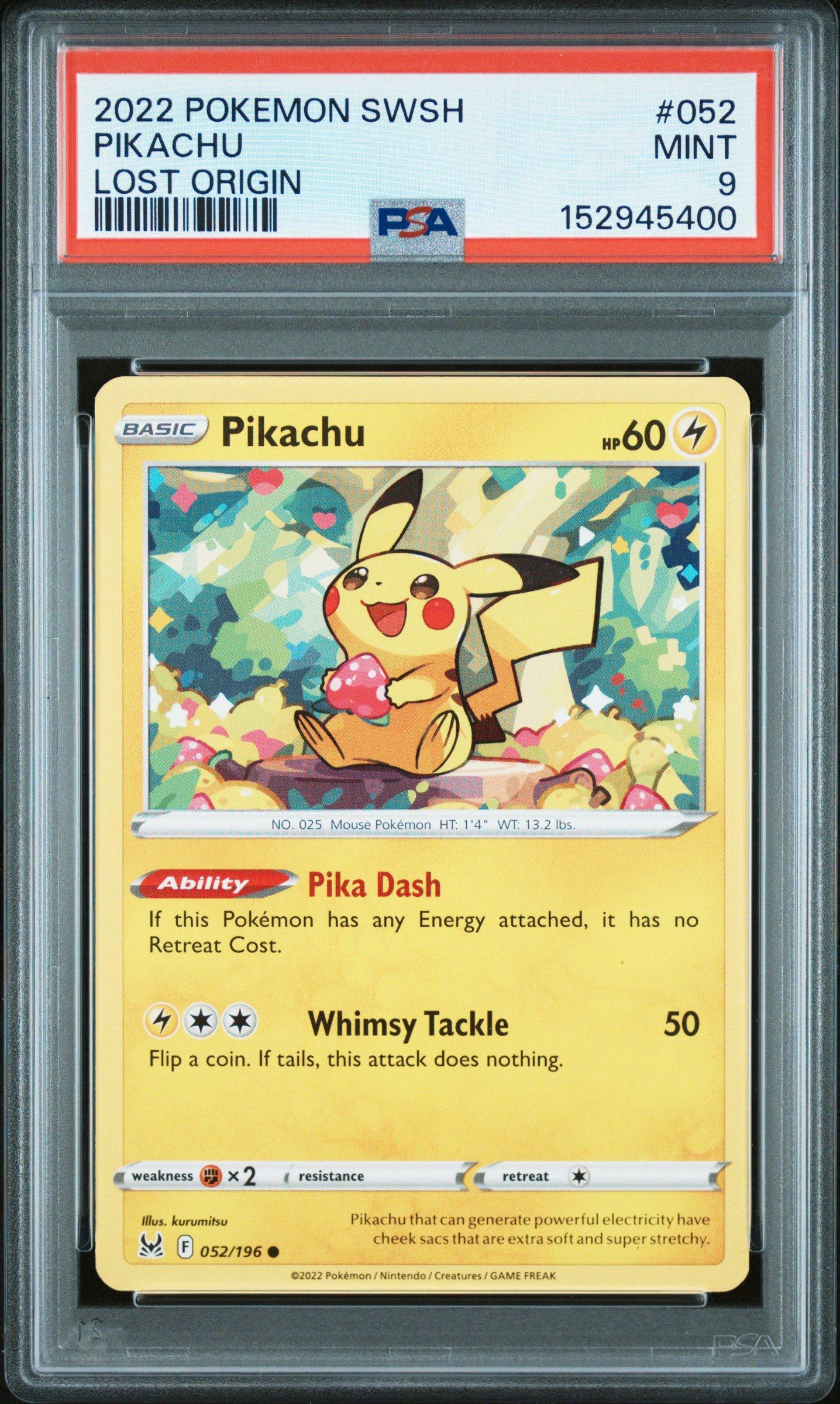 PSA9 2022 ポケモンカード ピカチュウ PSA MINT 2022 Pokemon Sword & Shield Lost Origin 052 Pikachu PSA 9 Graded