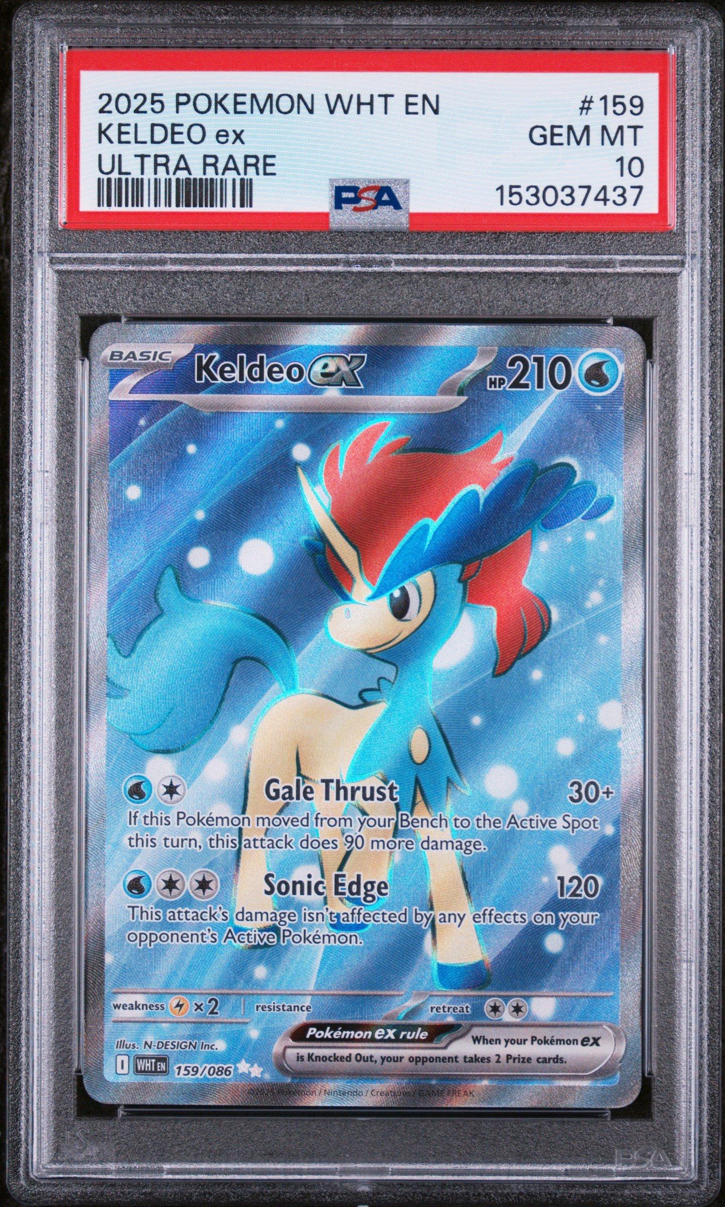 2025 Pokemon Wht En-white Flare 159 Keldeo Ex Ultra Rare PSA 10