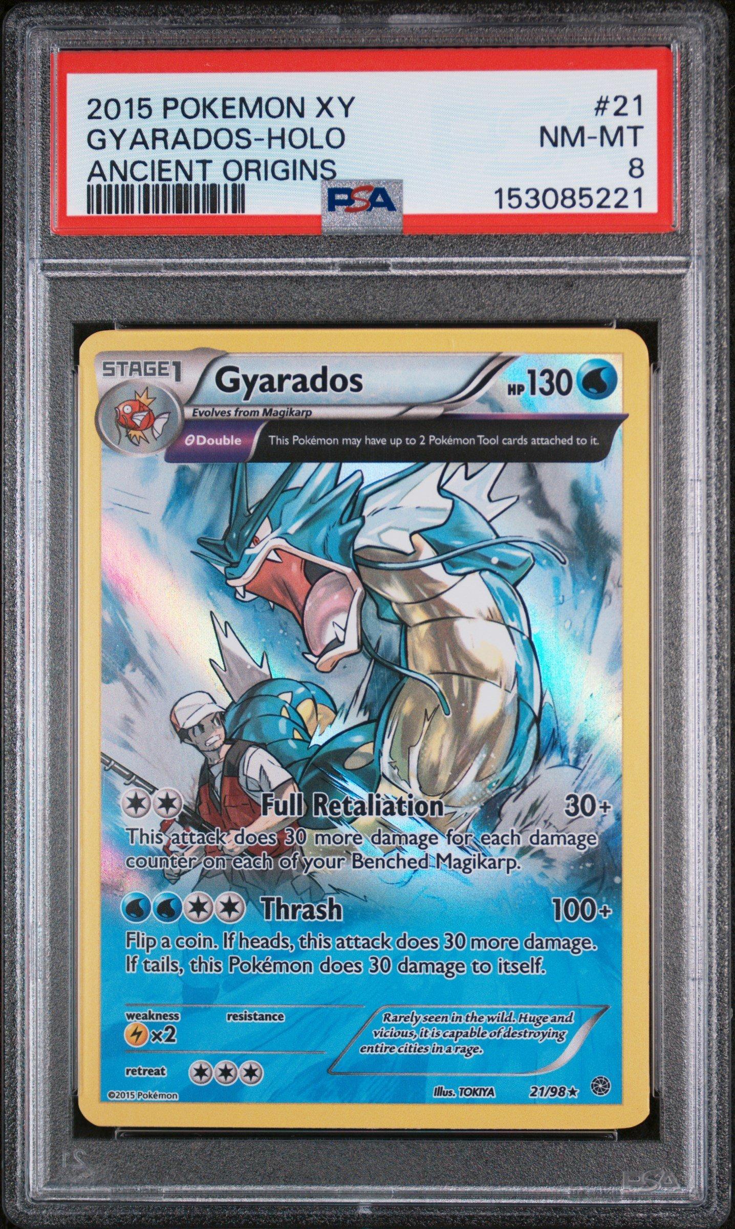 2015 Pokemon Xy Ancient Origins 21 Gyarados-holo PSA 8 Graded Card