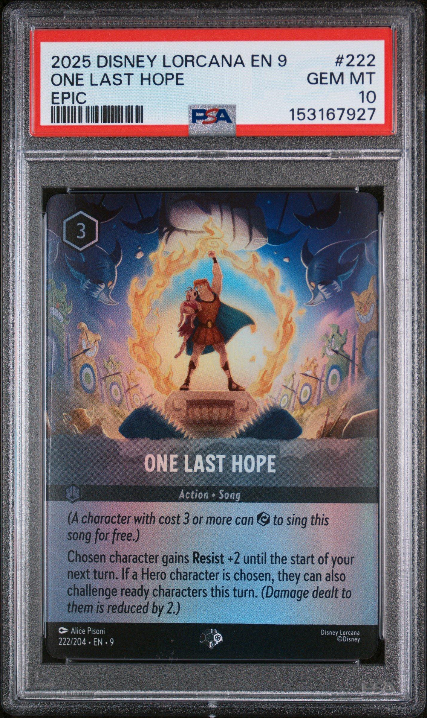 2025 Disney Lorcana En 9-fabled 222 One Last Hope Epic PSA 10