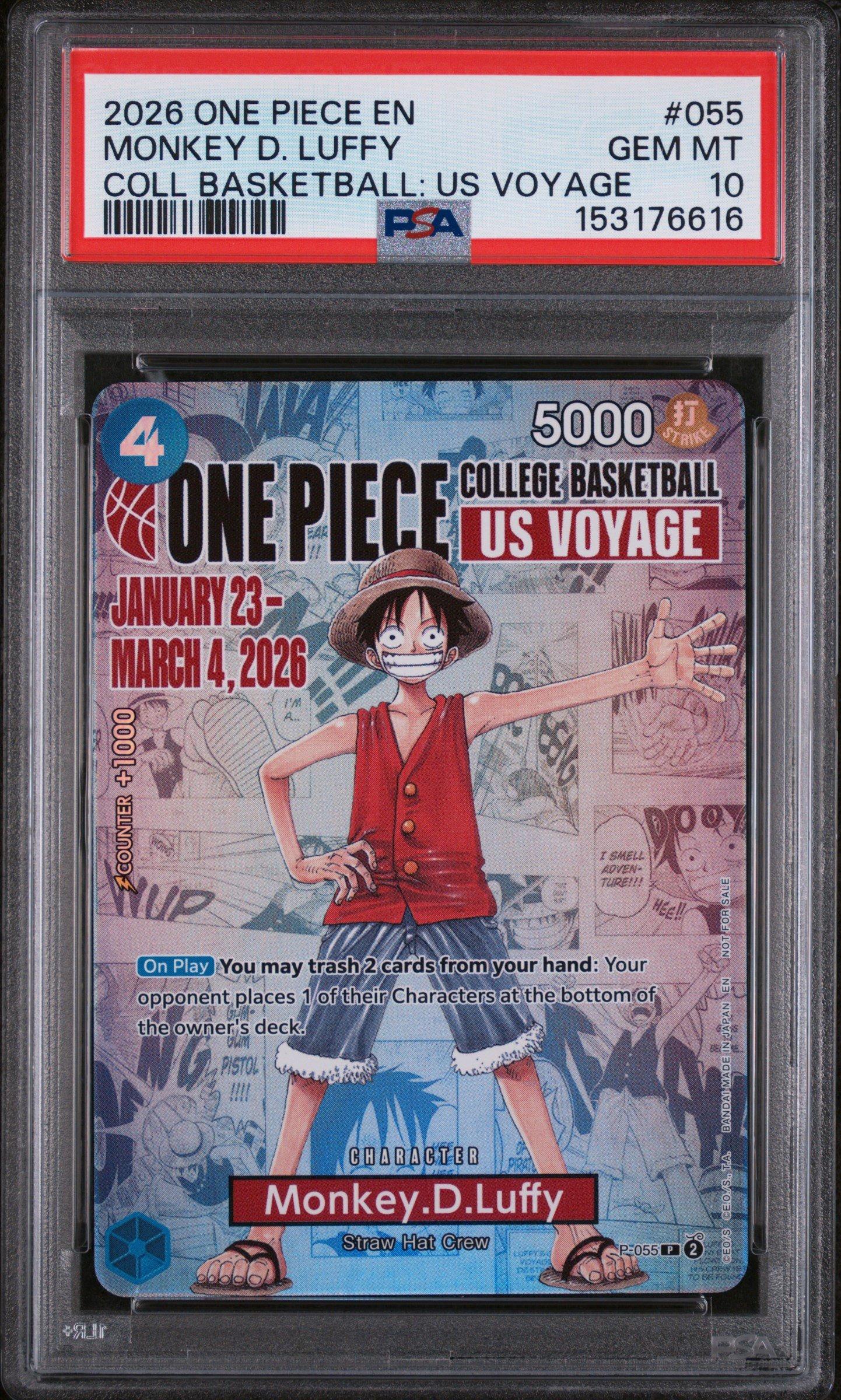 2026 ONE PIECE 大学バスケ　モンキー・D・ルフィ psa10 2026 One Piece Promos 055 Monkey D. Luffy One Piece College