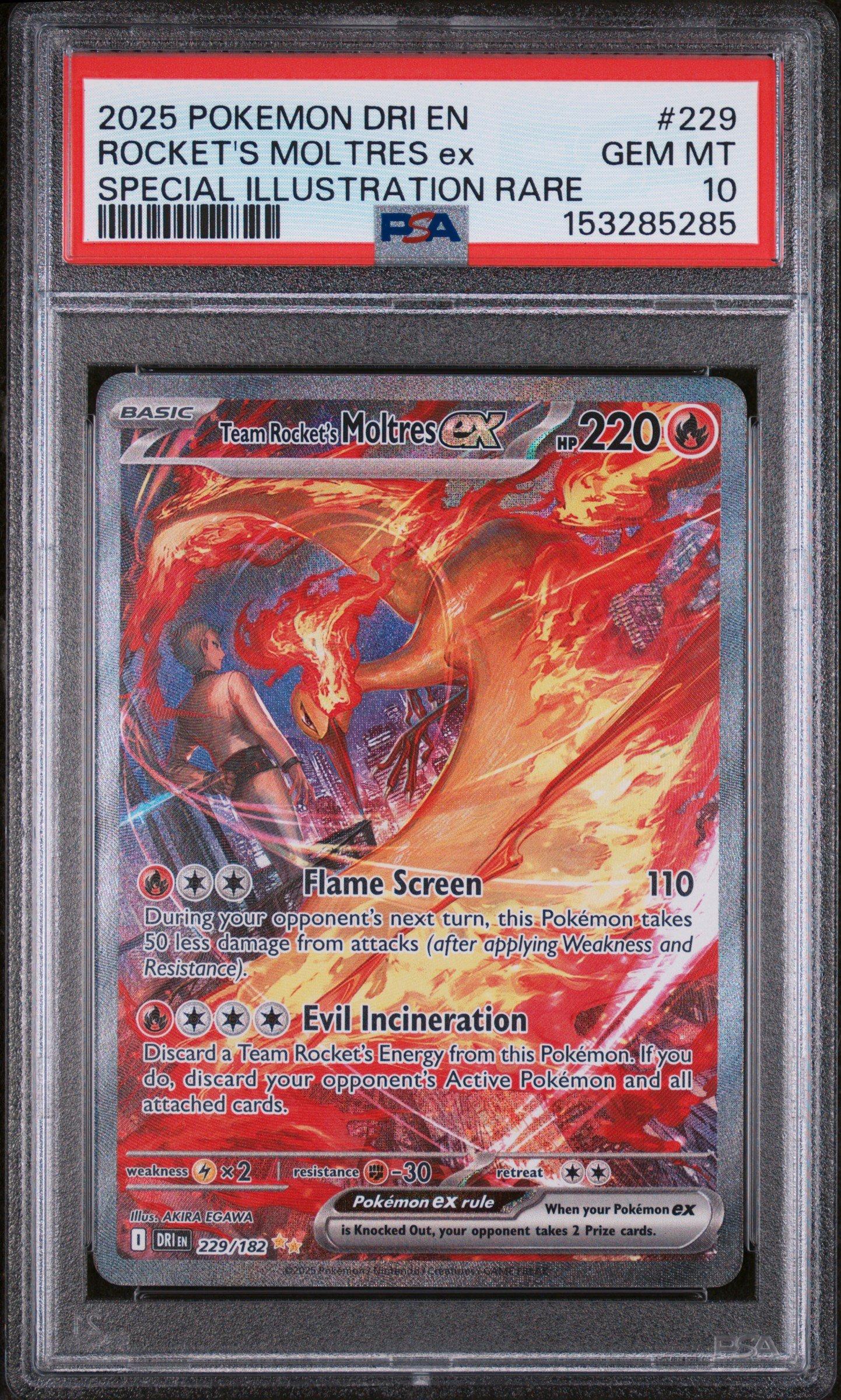2025 Pokemon Dri En-destined Rivals 229 Team Rocket's Moltres Ex