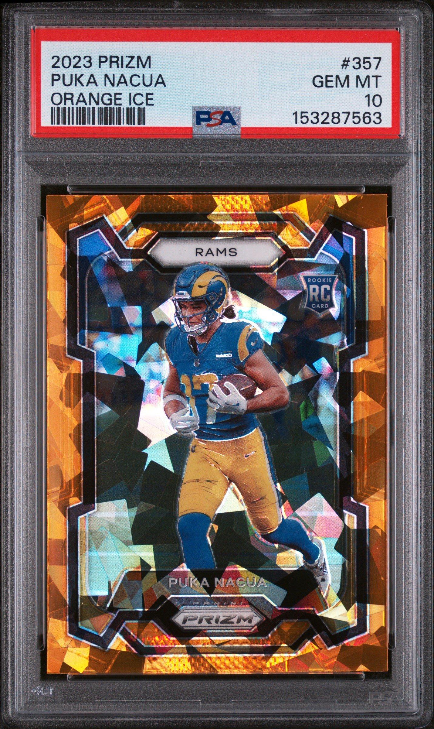 2023 Panini Prizm 357 Puka Nacua Orange Ice PSA 10 Graded Card
