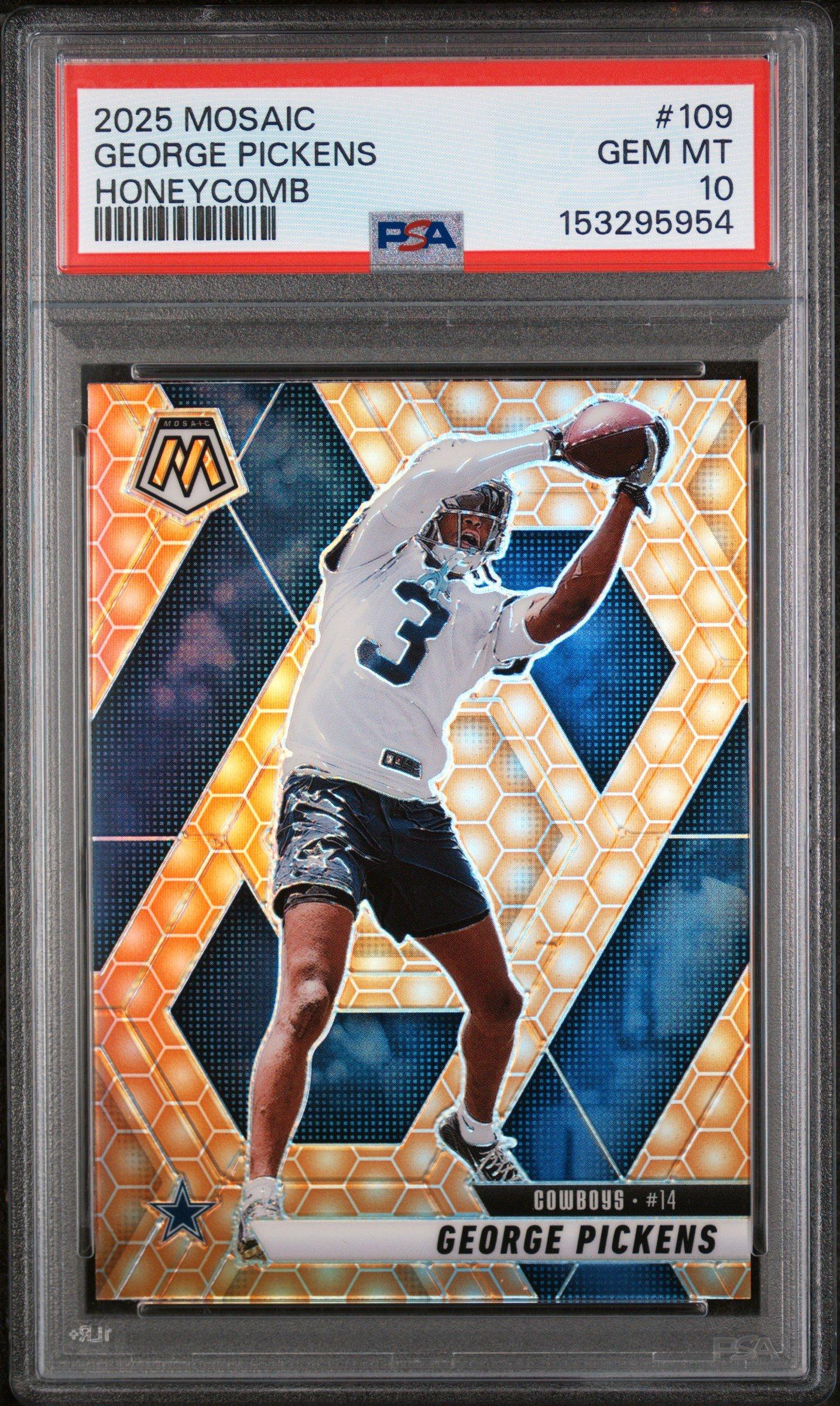 2025 Panini Mosaic 109 George Pickens Honeycomb PSA 10 Graded Card