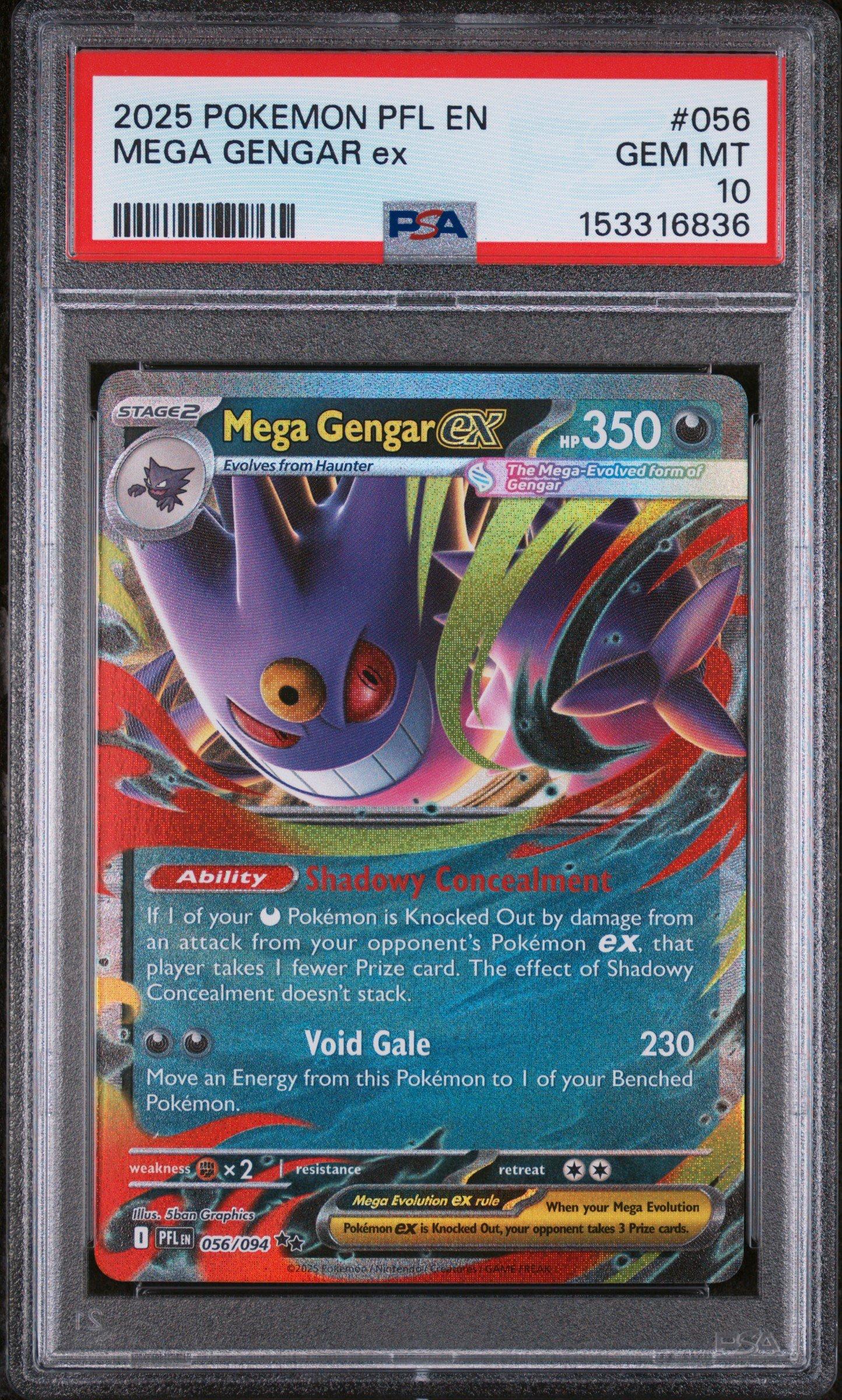 2025 Pokemon Pfl En-phantasmal Flames 056 Mega Gengar Ex PSA 10