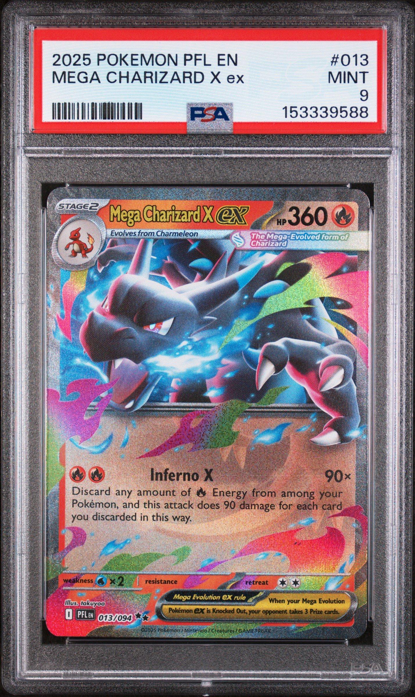 2025 Pokemon Pfl En-phantasmal Flames 013 Mega Charizard X Ex PSA