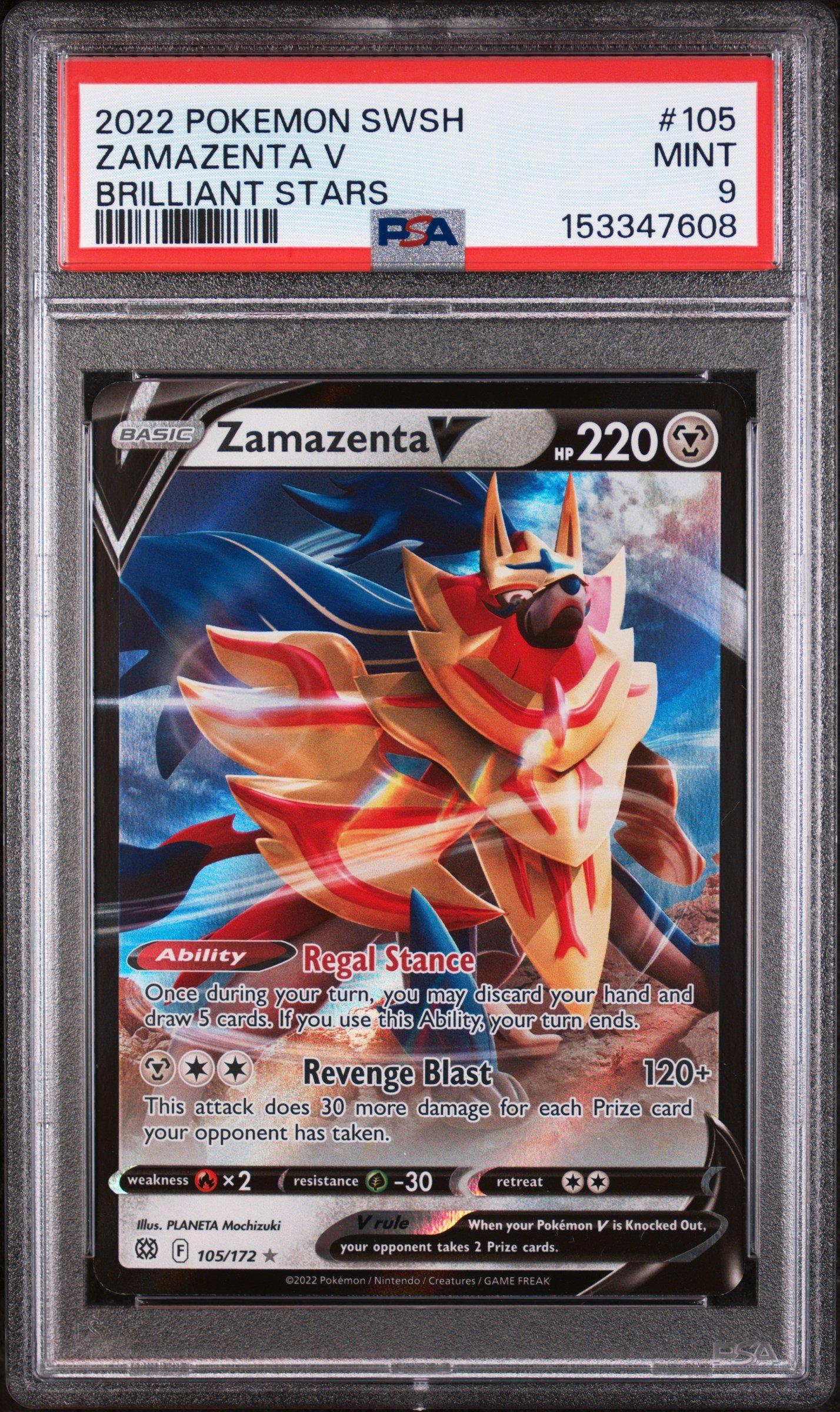 ポケモンカード Sword & Shield Brilliant Stars 2022 Pokemon Sword & Shield Brilliant Stars 105 Zamazenta V PSA 9