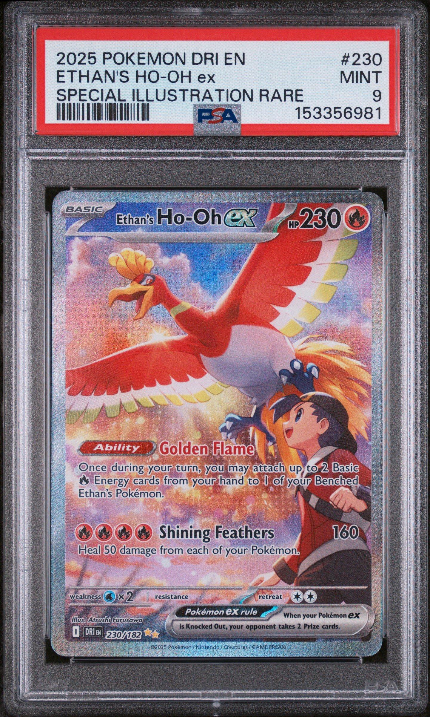 2025 Pokemon Dri En-Destined Rivals 230 Ethans Ho-Oh Ex Special Illustration Rare PSA 9
