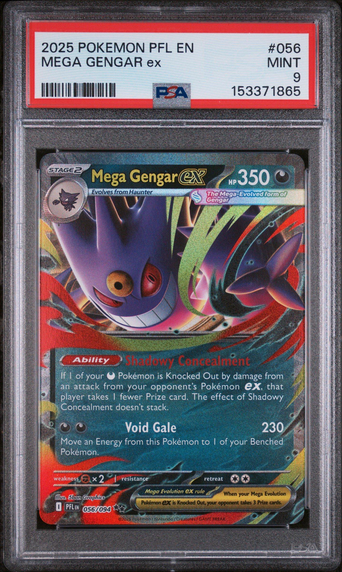 2025 Pokemon Pfl En-phantasmal Flames 056 Mega Gengar Ex PSA 9