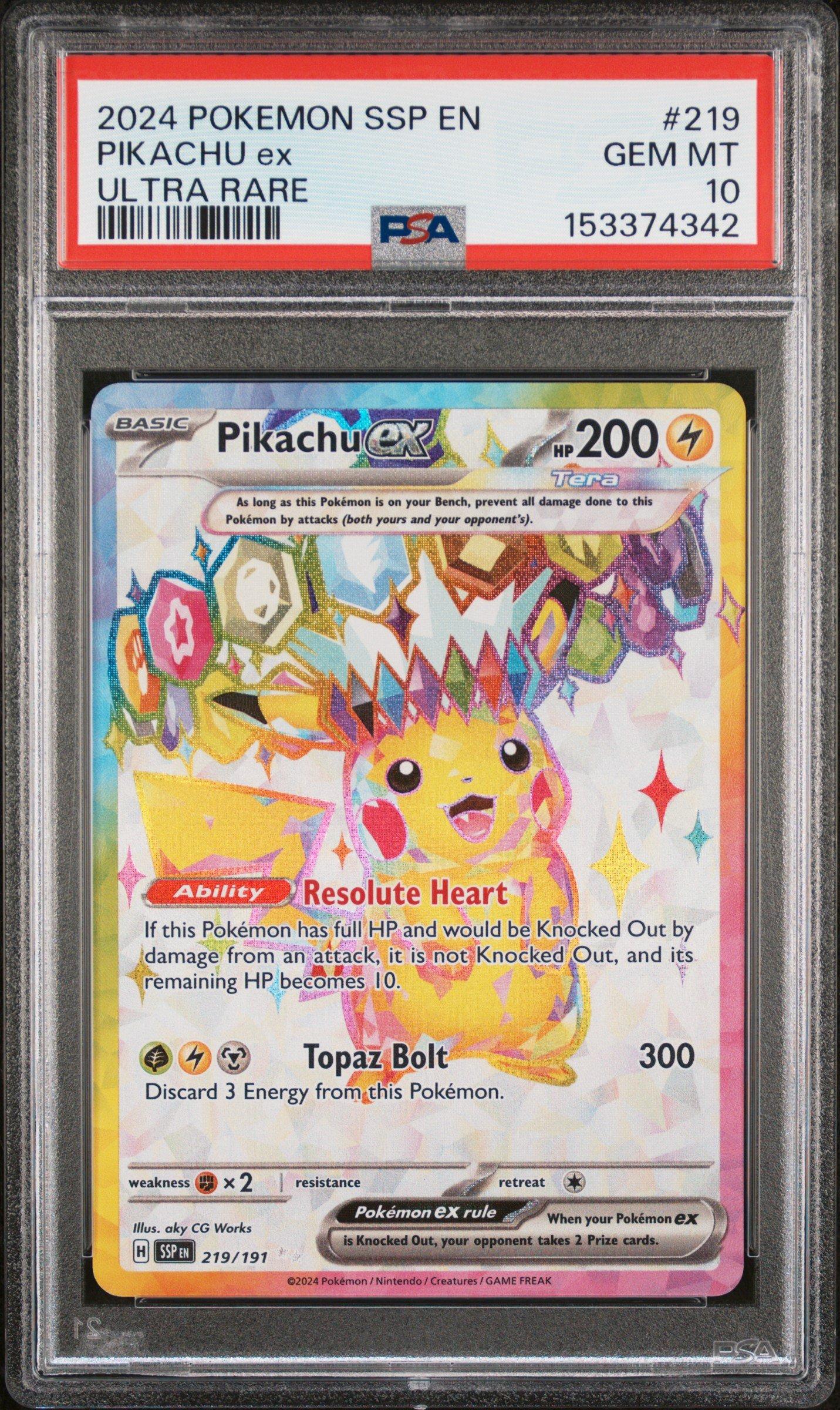 2024 Pokemon Ssp En-surging Sparks 219 Pikachu Ex Ultra Rare PSA