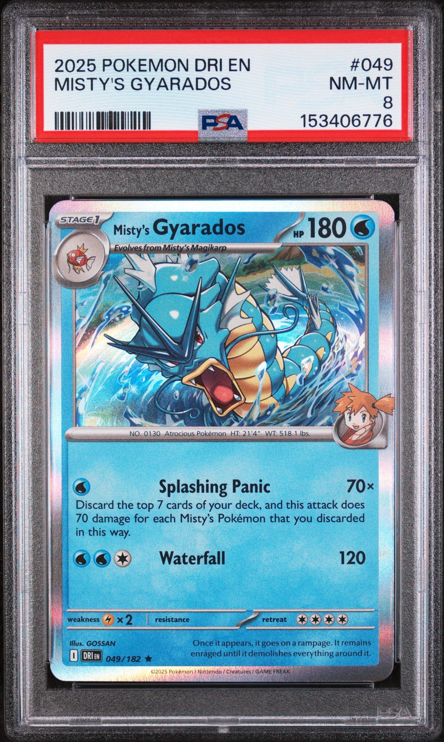 2025 Pokemon Dri En-destined Rivals 049 Misty's Gyarados PSA 8