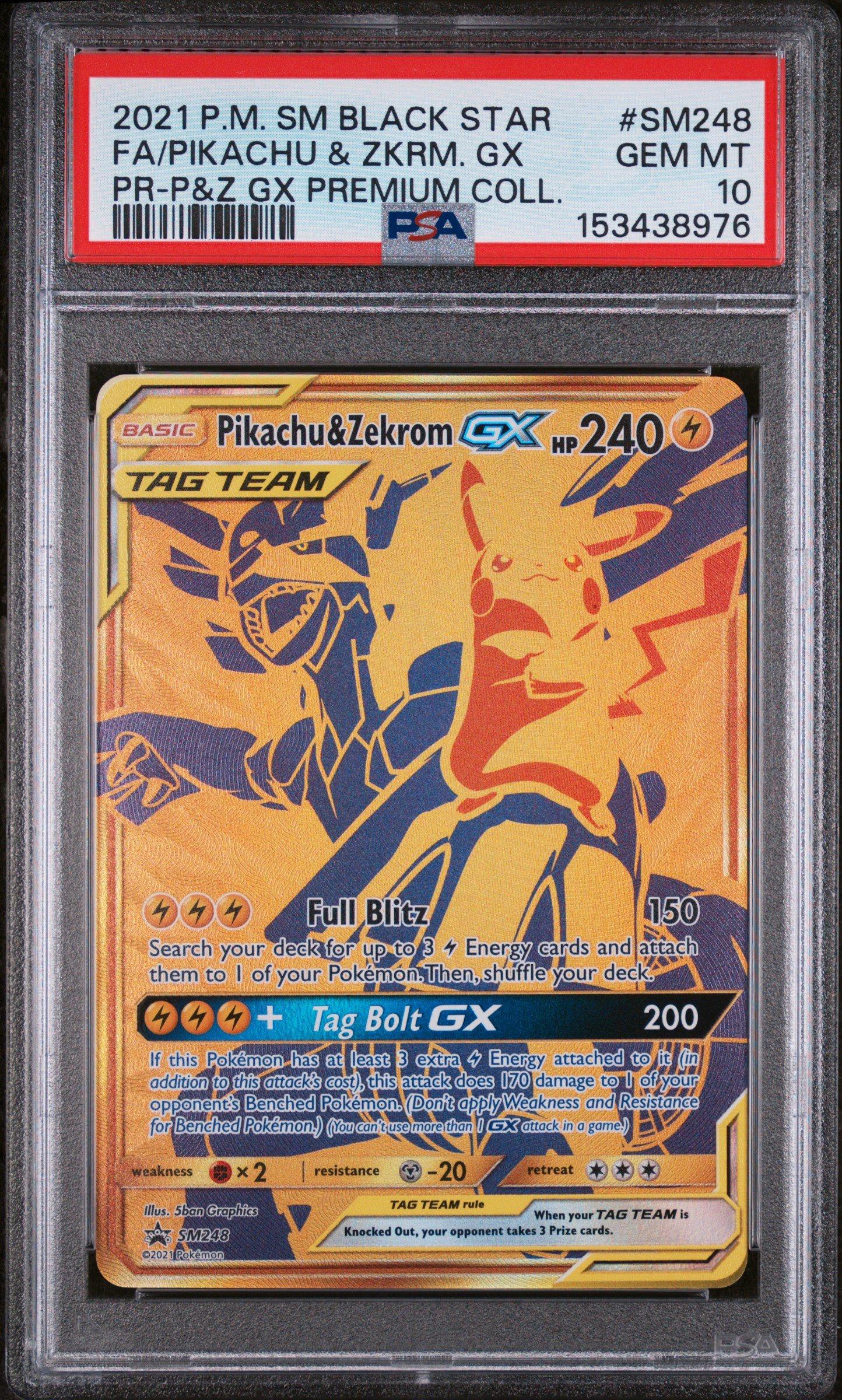 pokemon pikachu and zekrom gx card & Team Up Full Art #162 PSA 10 TAG TEAM pairings like Pikachu Pikachu & Zekrom GX Pokemon