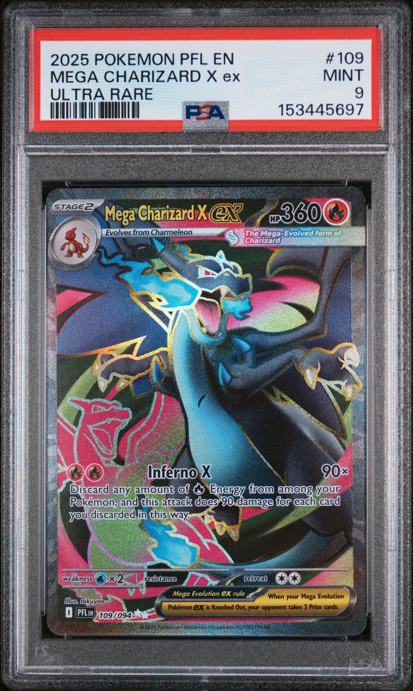 2025 Pokemon Pfl En-phantasmal Flames 109 Mega Charizard X Ex
