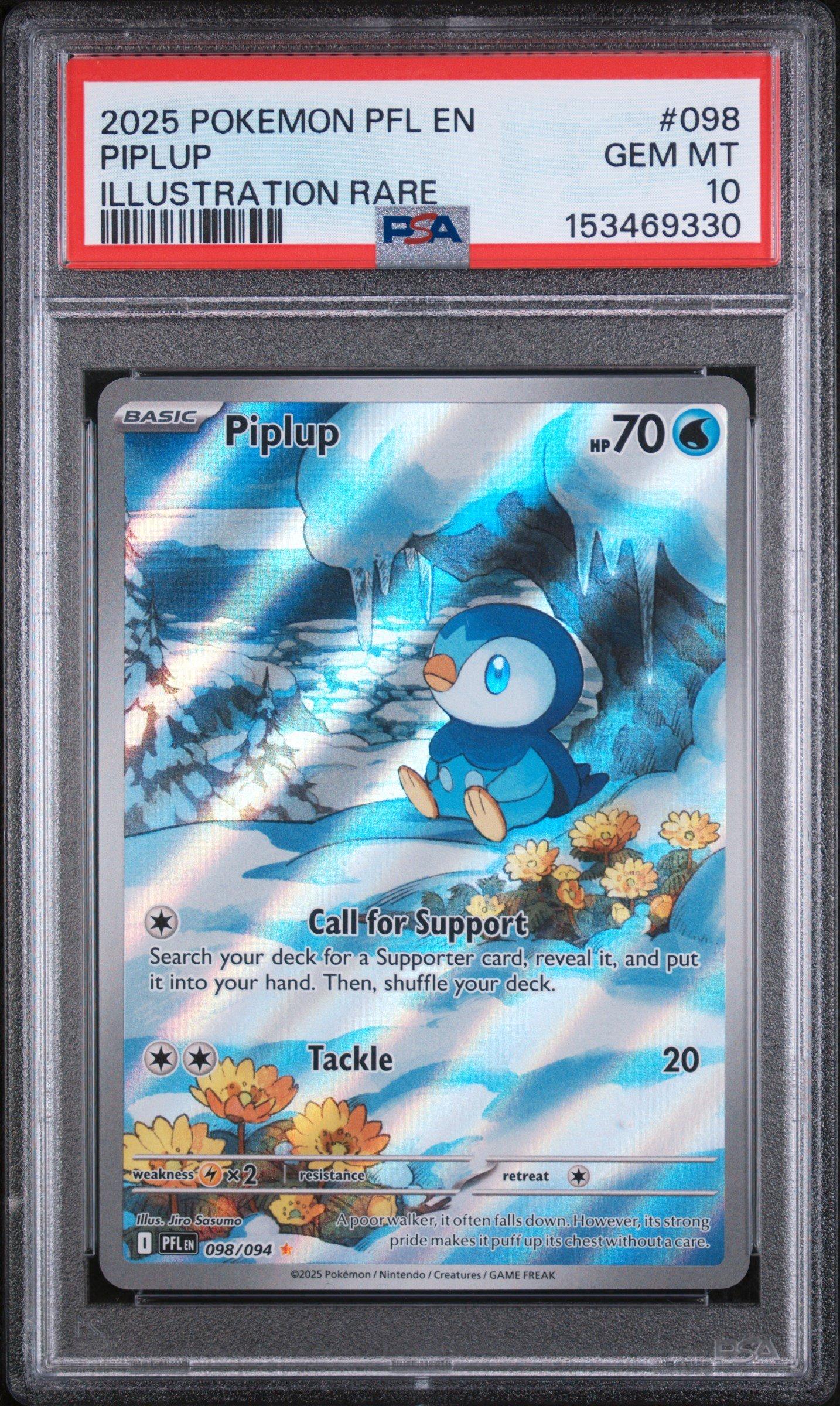 2025 Pokemon Pfl En-phantasmal Flames 098 Piplup Illustration Rare