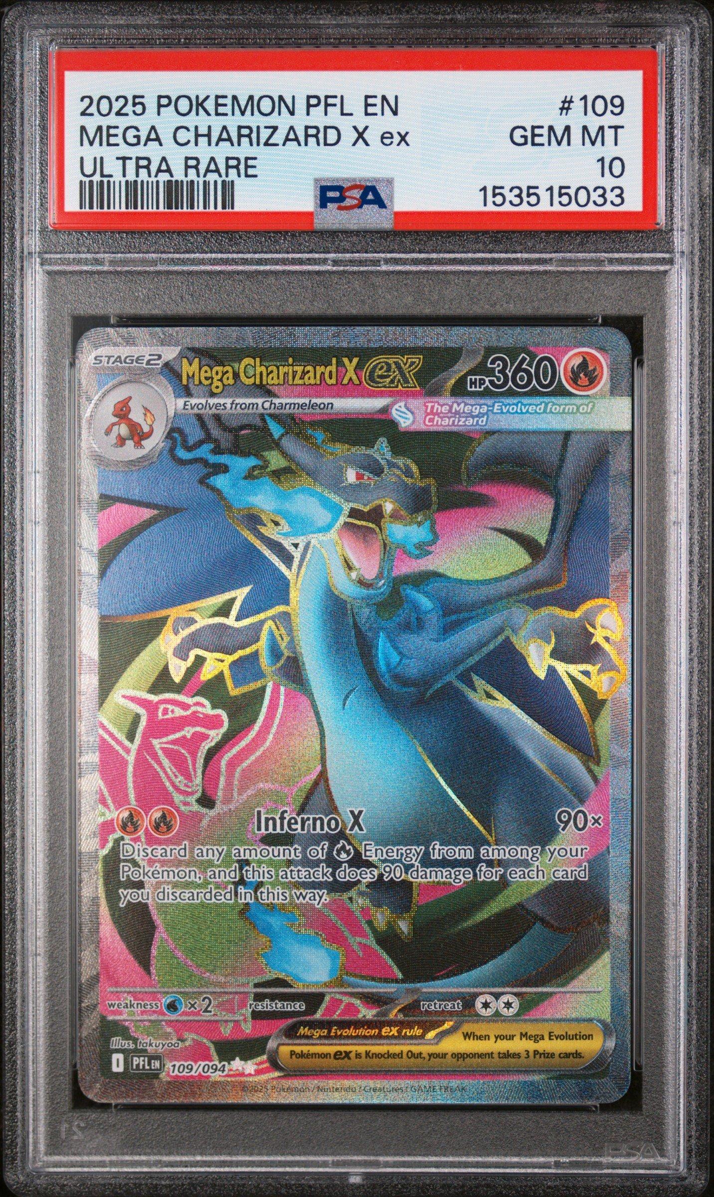 2025 Pokemon Pfl En-phantasmal Flames 109 Mega Charizard X Ex